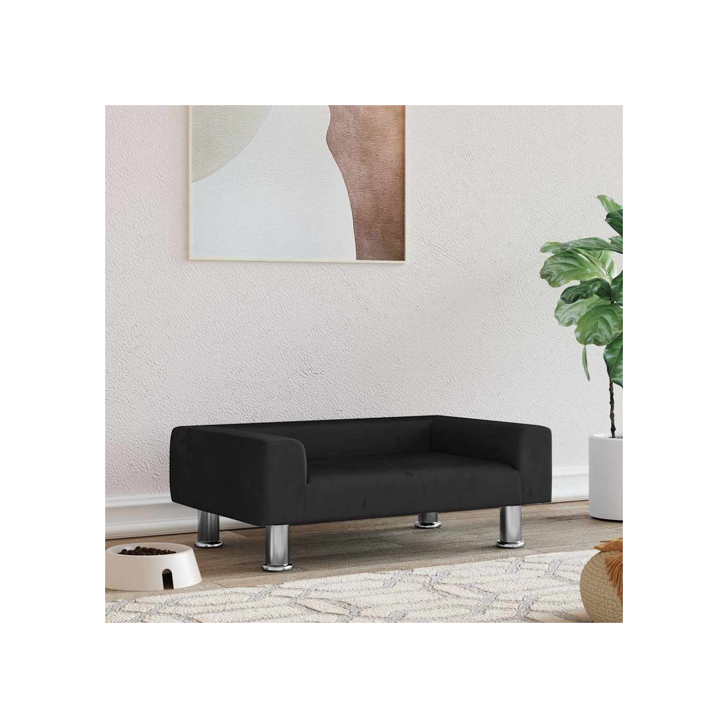Lit pour chien noir 70x45x26,5 cm velours
