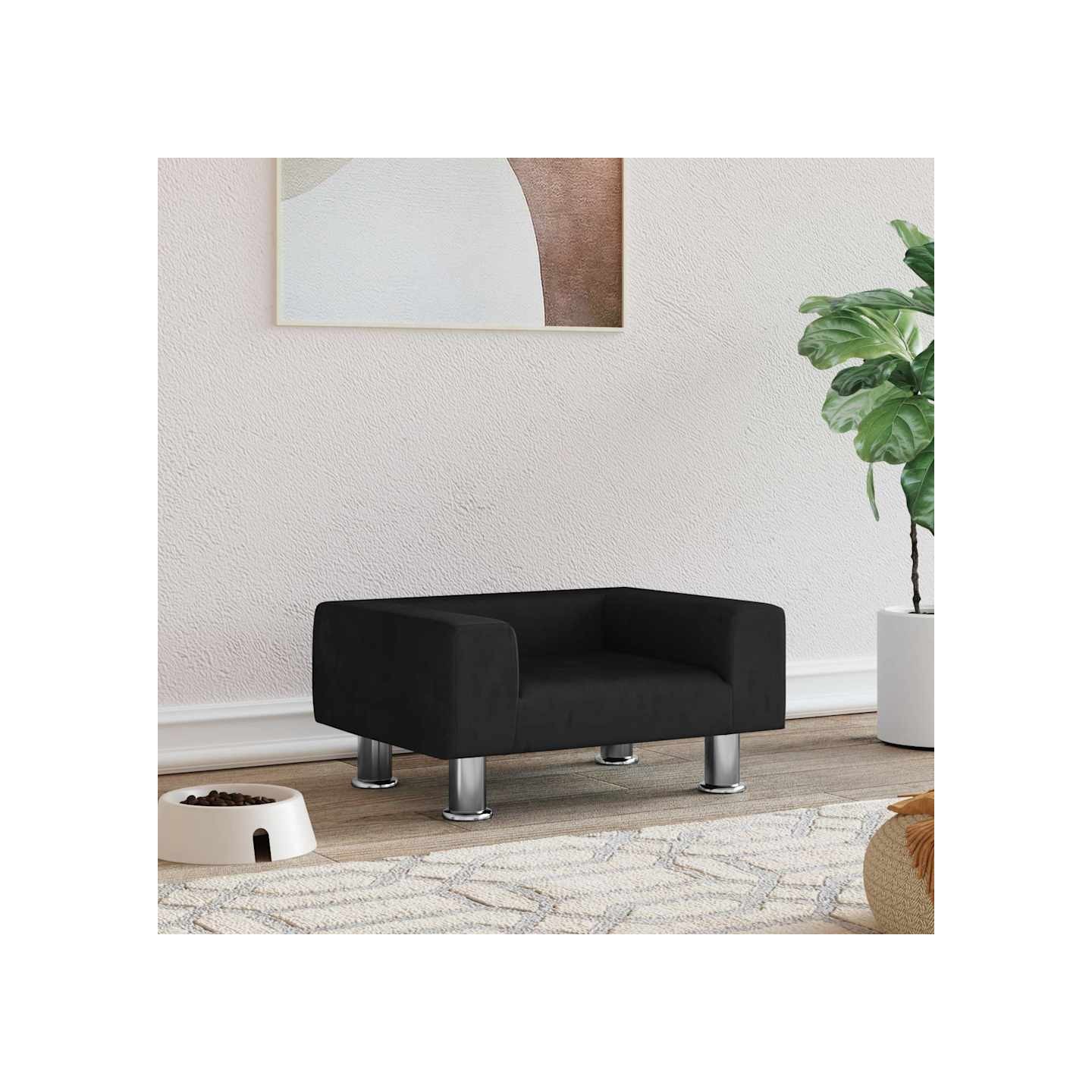 Lit pour chien noir 50x40x26,5 cm velours