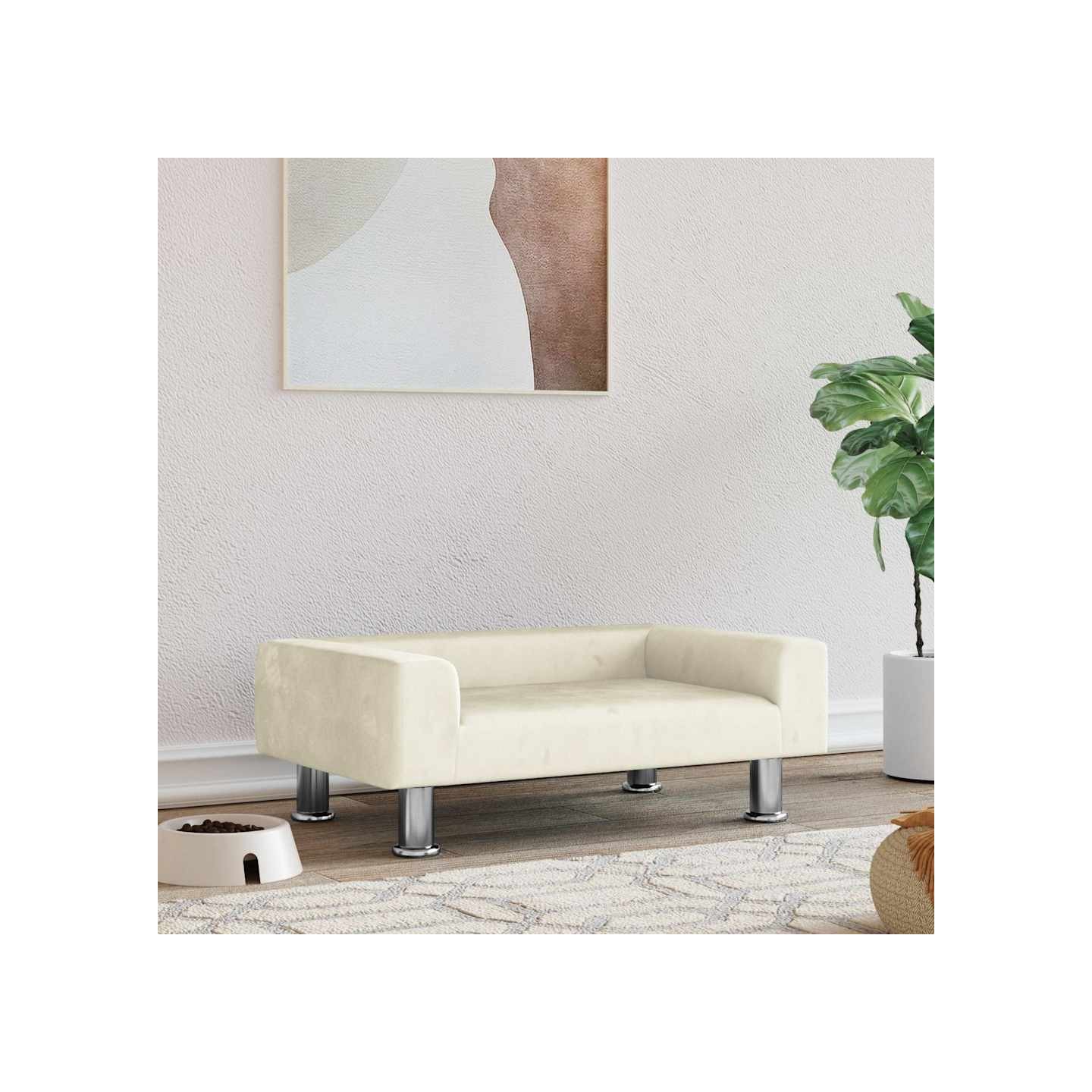 Lit pour chien crème 70x45x26,5 cm velours