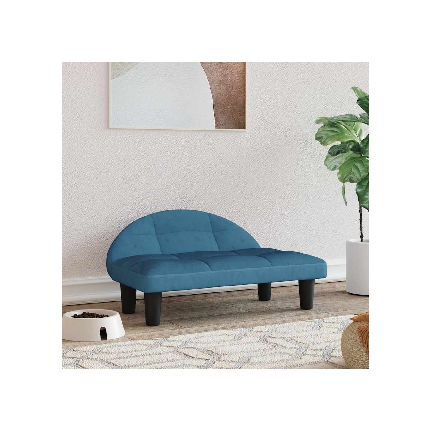 Lit pour chien bleu 70x52x30 cm velours