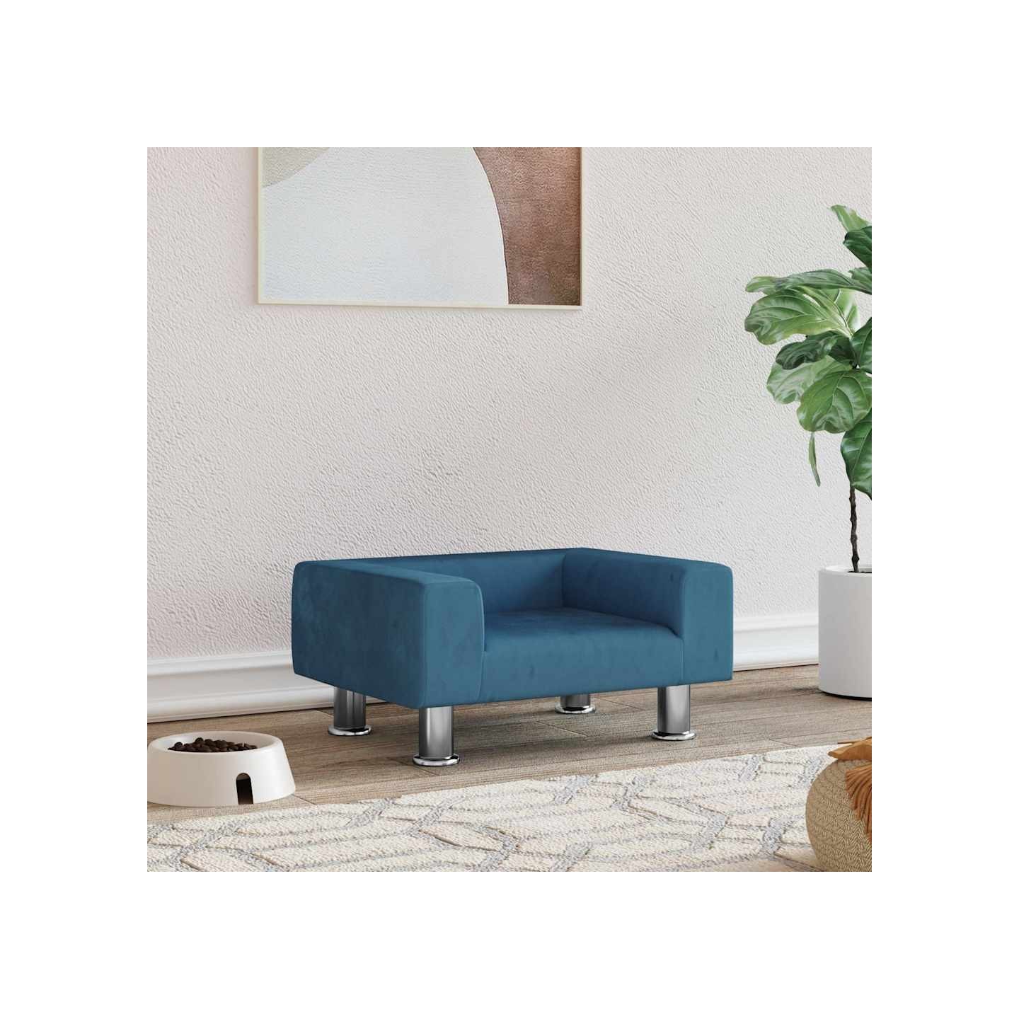 Lit pour chien bleu 50x40x26,5 cm velours