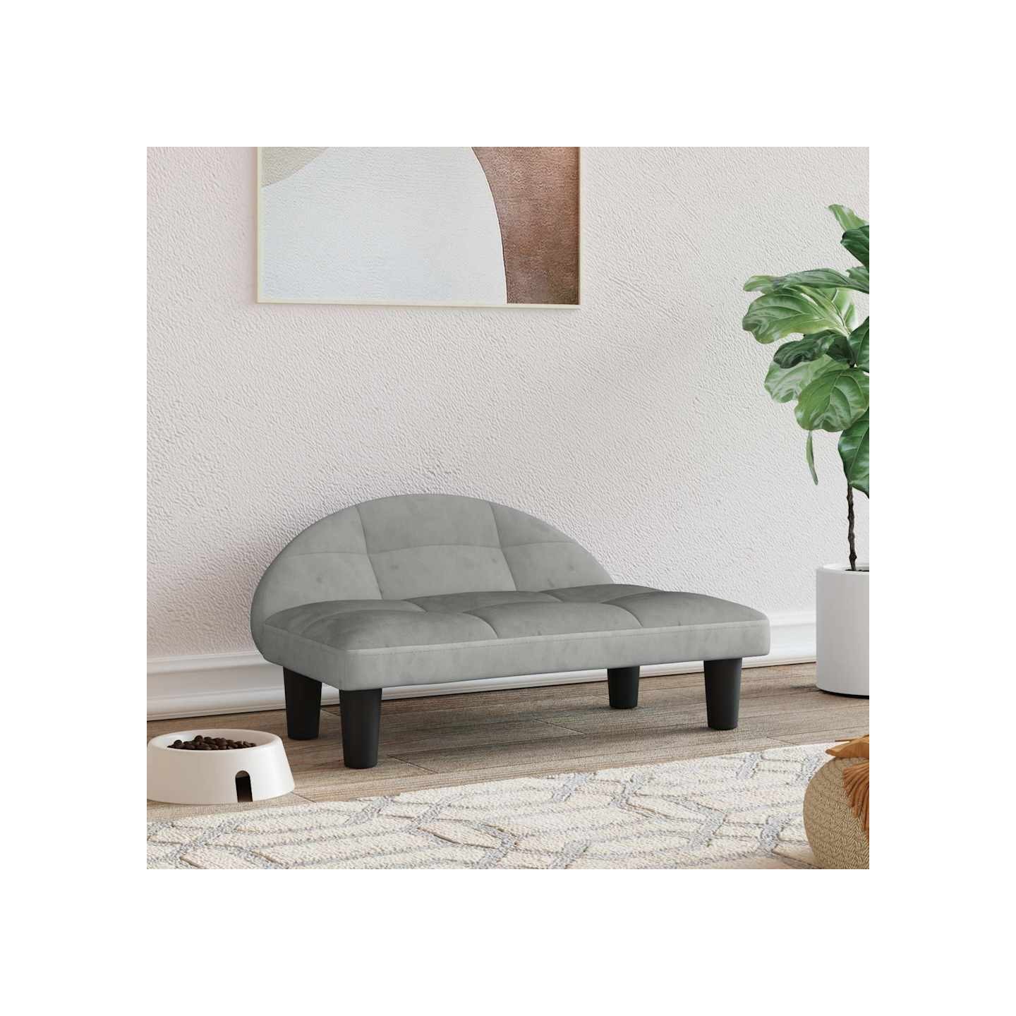 Lit pour chien gris clair 70x52x30 cm velours