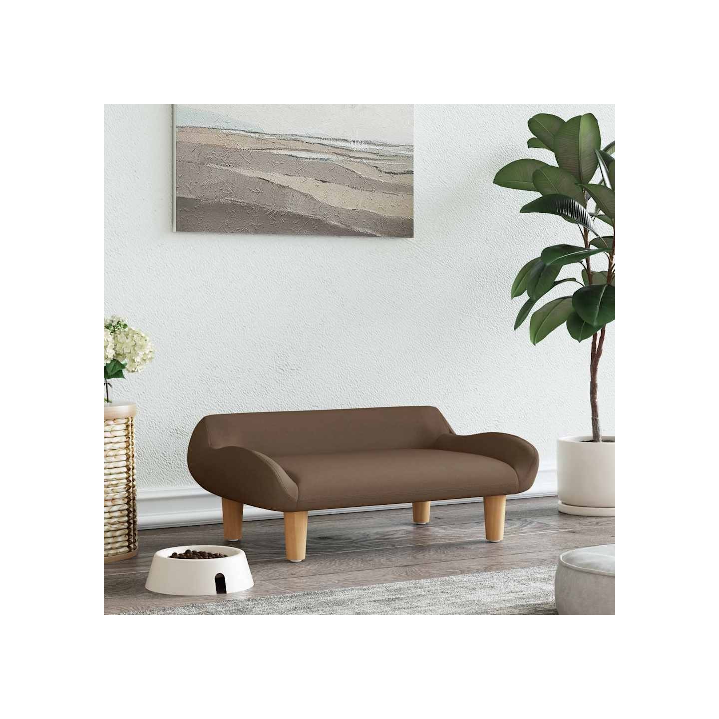 Lit pour chien marron 70x40x24 cm tissu