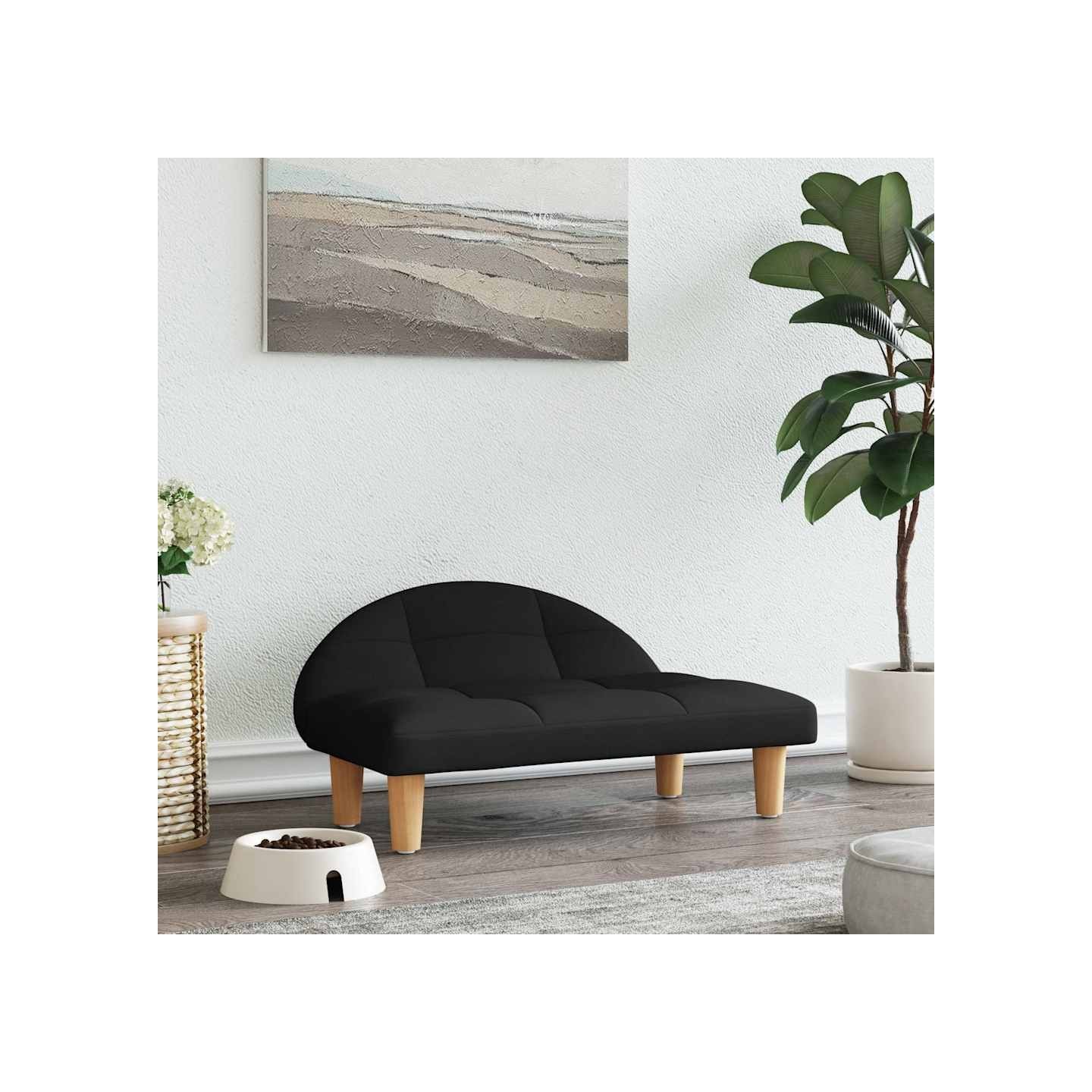 Lit pour chien noir 70x52x30 cm tissu