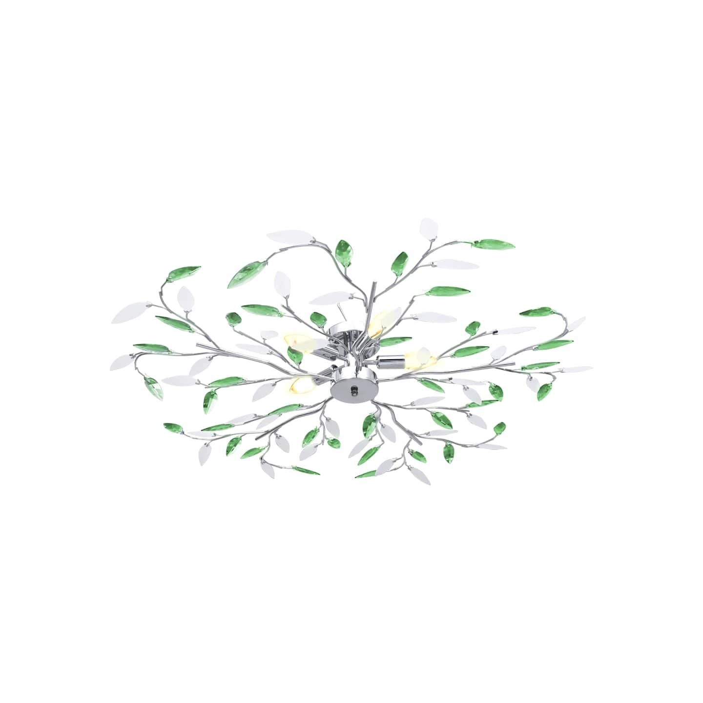 Plafonnier à bras en cristal acrylique 5 ampoules E14 Vert