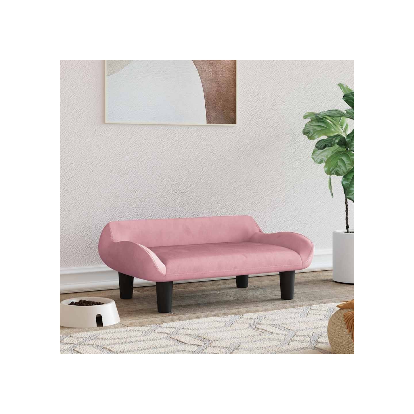 Lit pour chien rose 70x40x24 cm velours