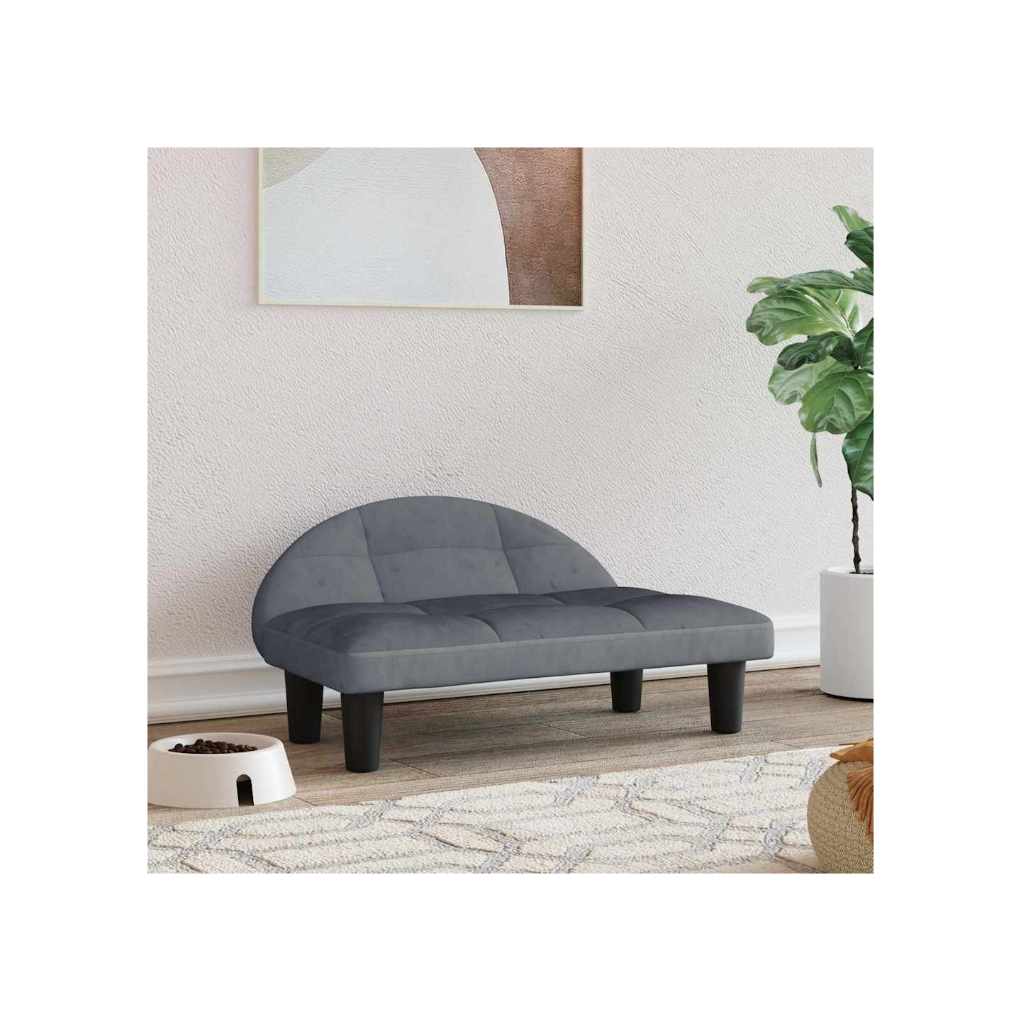 Lit pour chien gris foncé 70x52x30 cm velours
