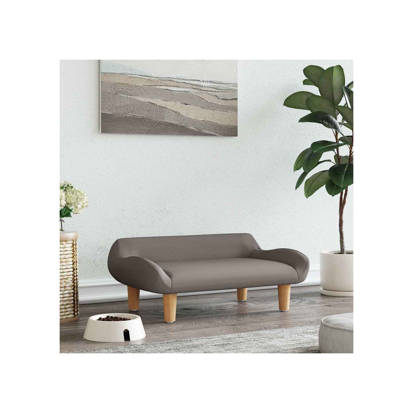 Lit pour chien taupe 70x40x24 cm tissu
