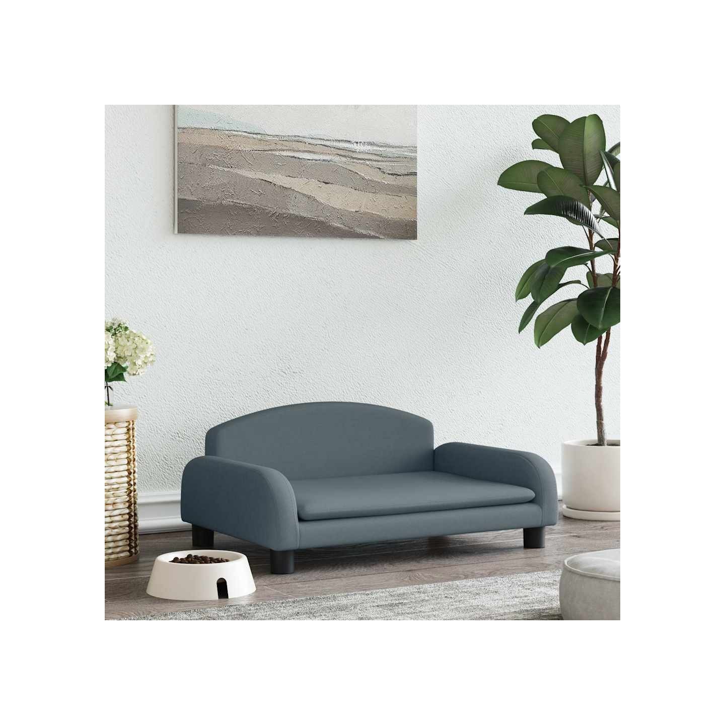 Lit pour chien gris foncé 70x45x30 cm tissu
