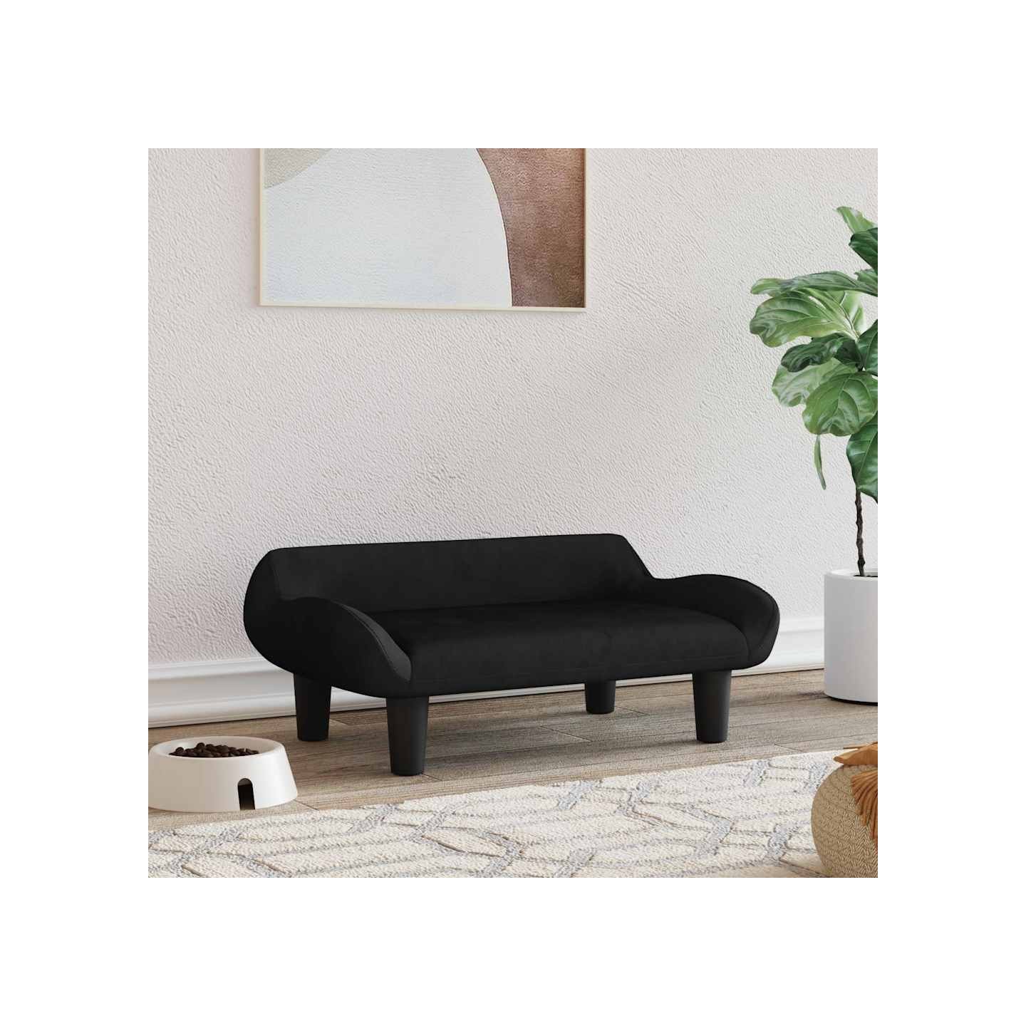 Lit pour chien noir 70x40x24 cm velours