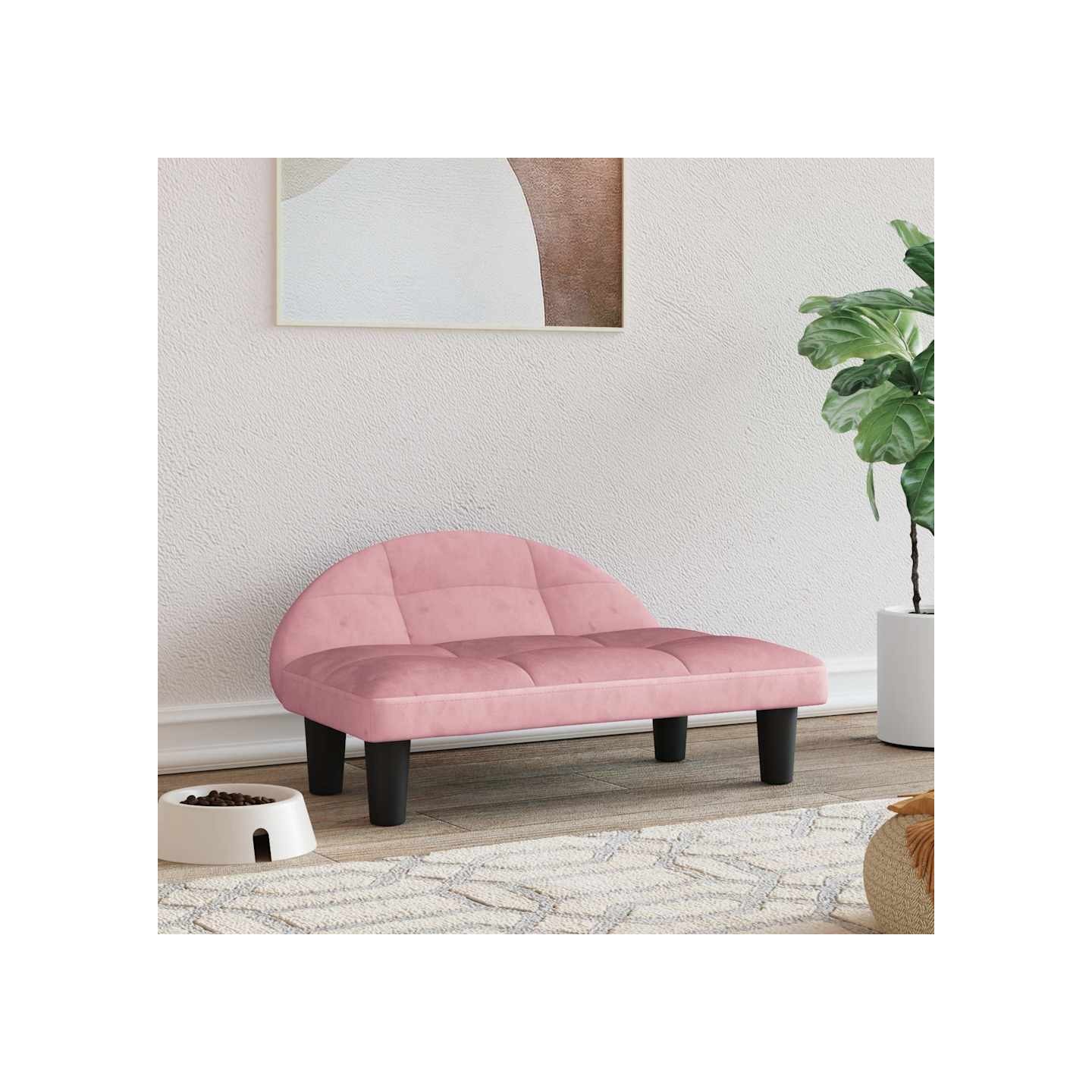 Lit pour chien rose 70x52x30 cm velours