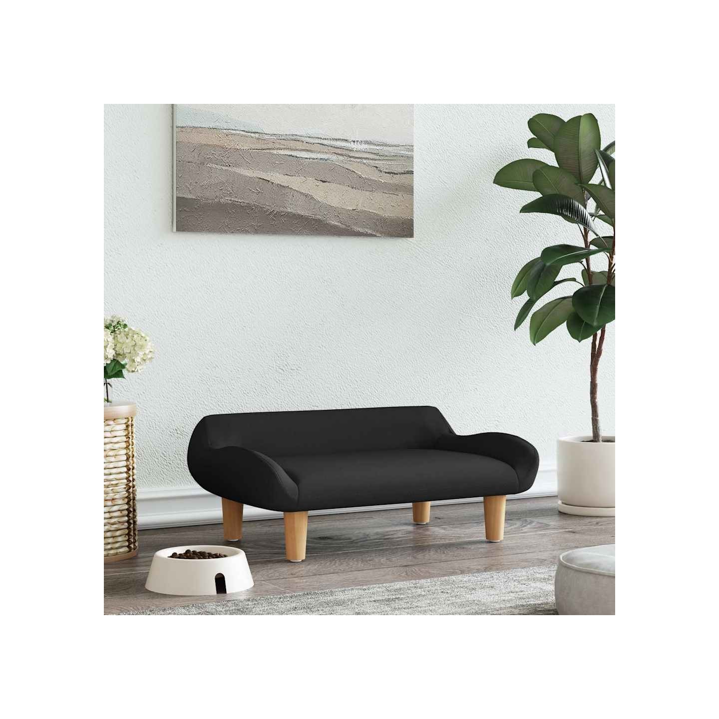 Lit pour chien noir 70x40x24 cm tissu