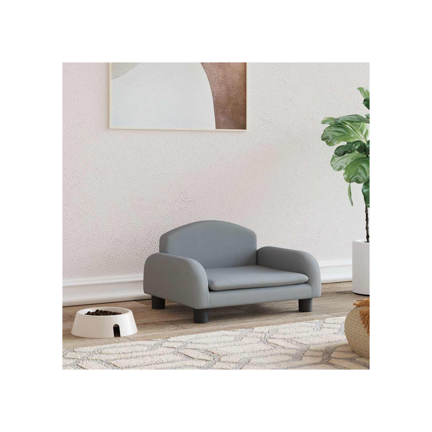 Lit pour chien gris clair 50x40x30 cm tissu