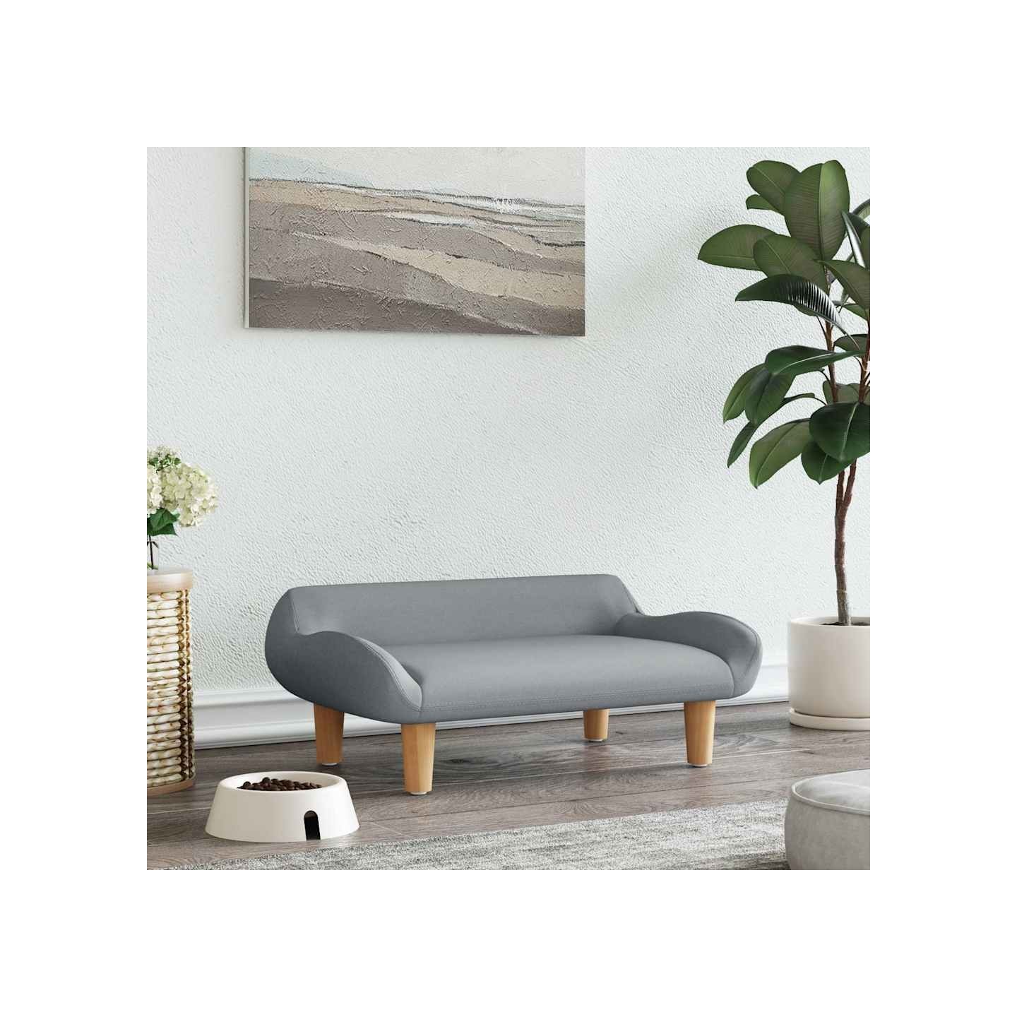 Lit pour chien gris clair 70x40x24 cm tissu