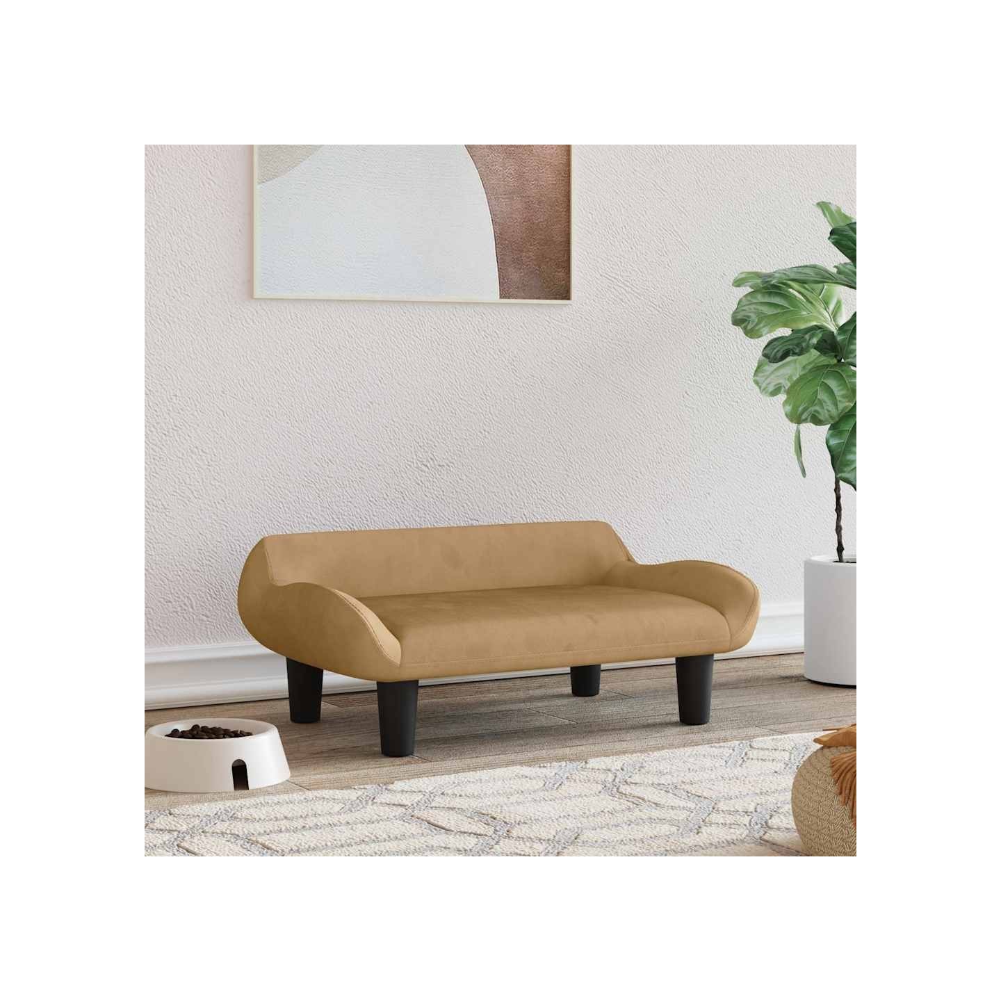 Lit pour chien marron 70x40x24 cm velours