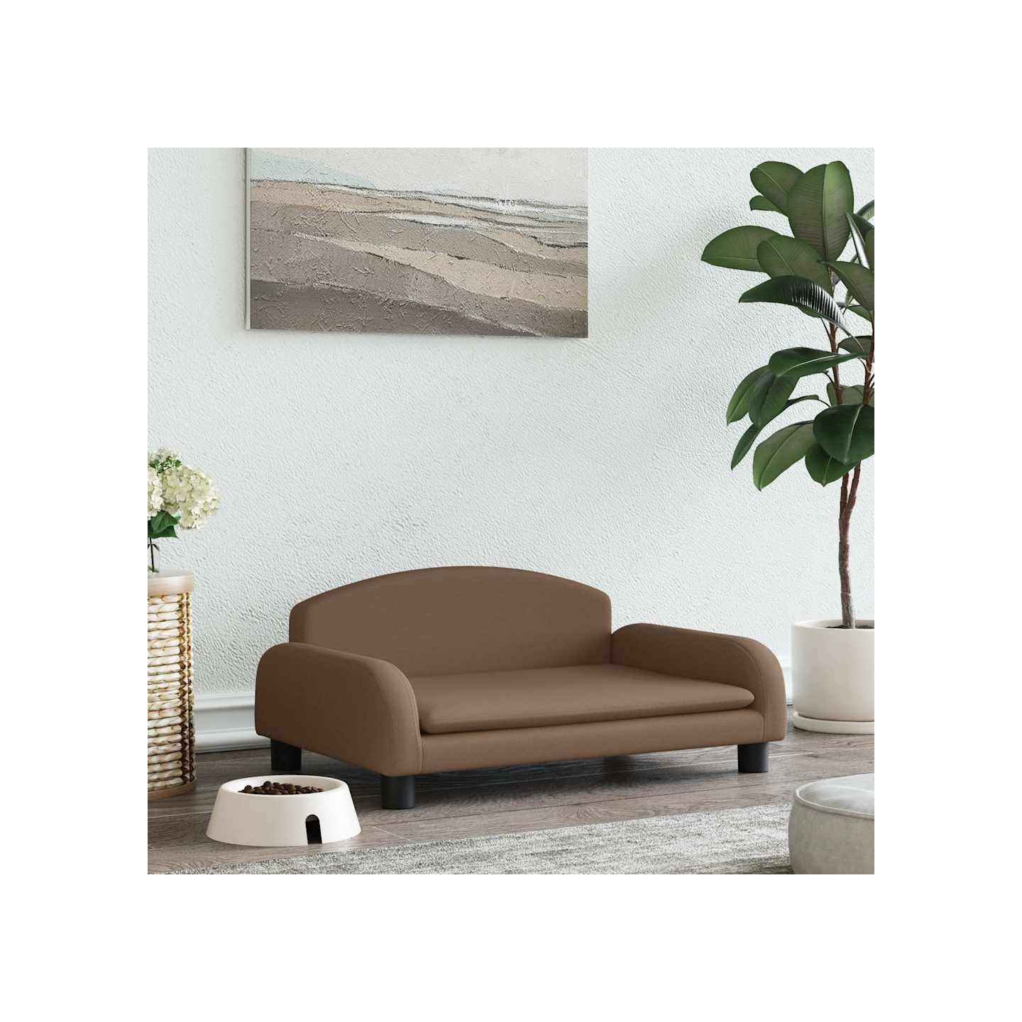 Lit pour chien marron 70x45x30 cm tissu
