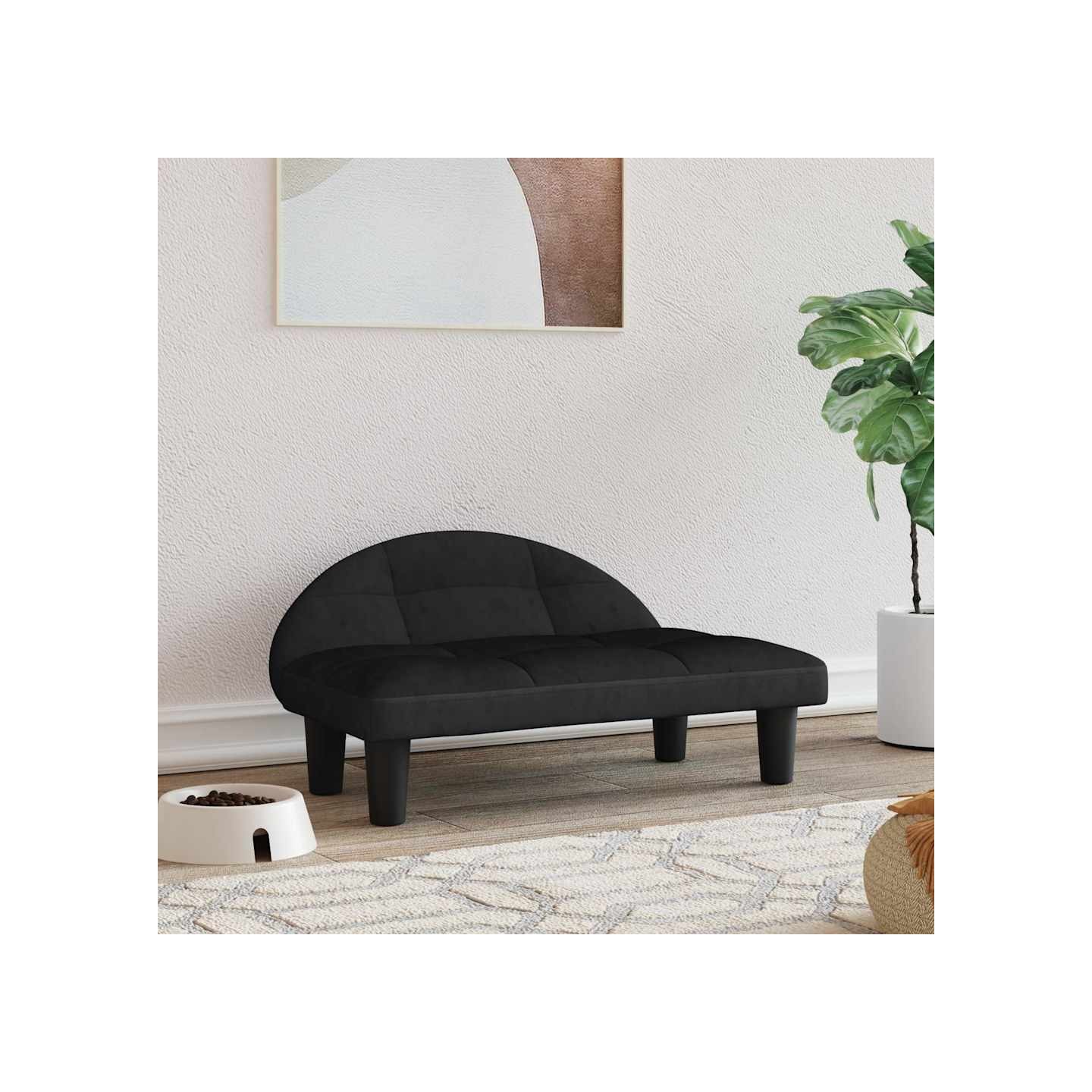 Lit pour chien noir 70x52x30 cm velours
