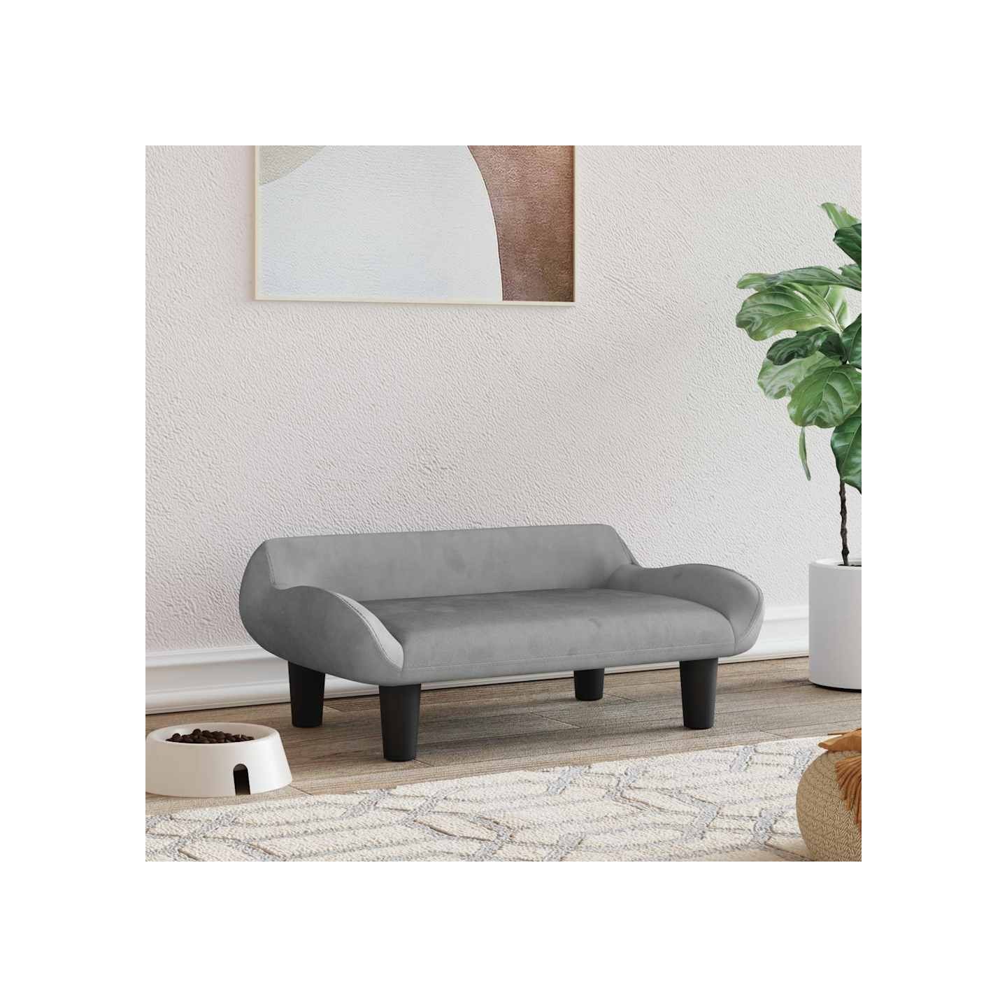 Lit pour chien gris clair 70x40x24 cm velours