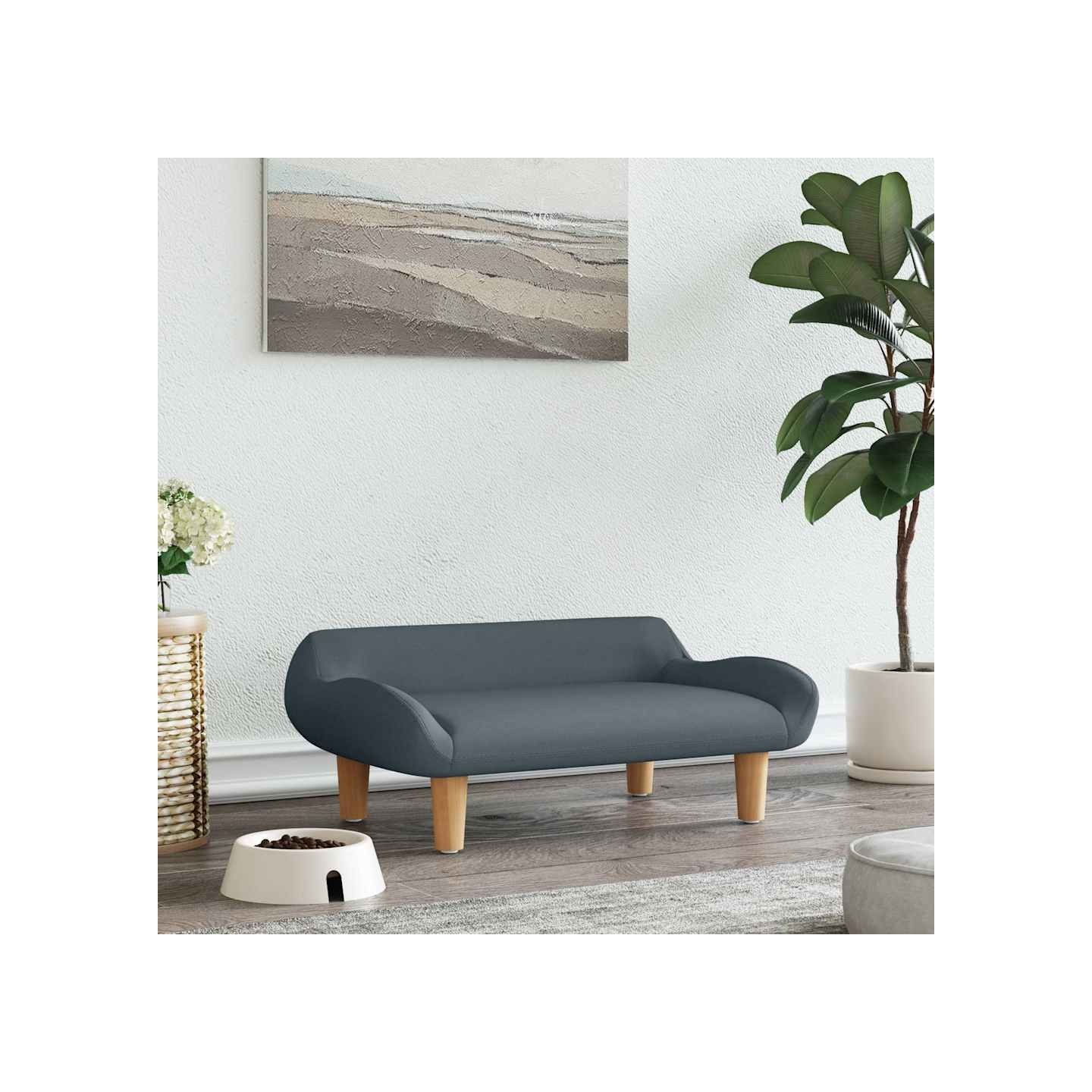 Lit pour chien gris foncé 70x40x24 cm tissu