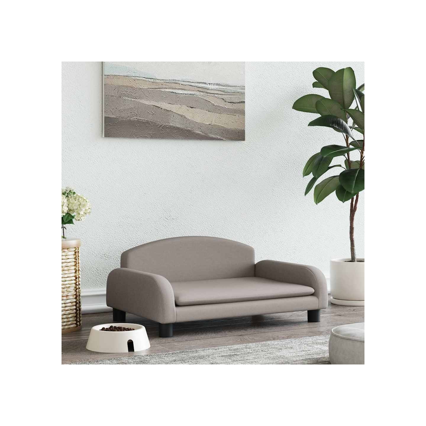 Lit pour chien taupe 70x45x30 cm tissu