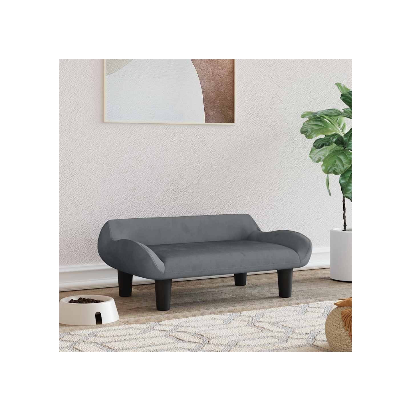 Lit pour chien gris foncé 70x40x24 cm velours