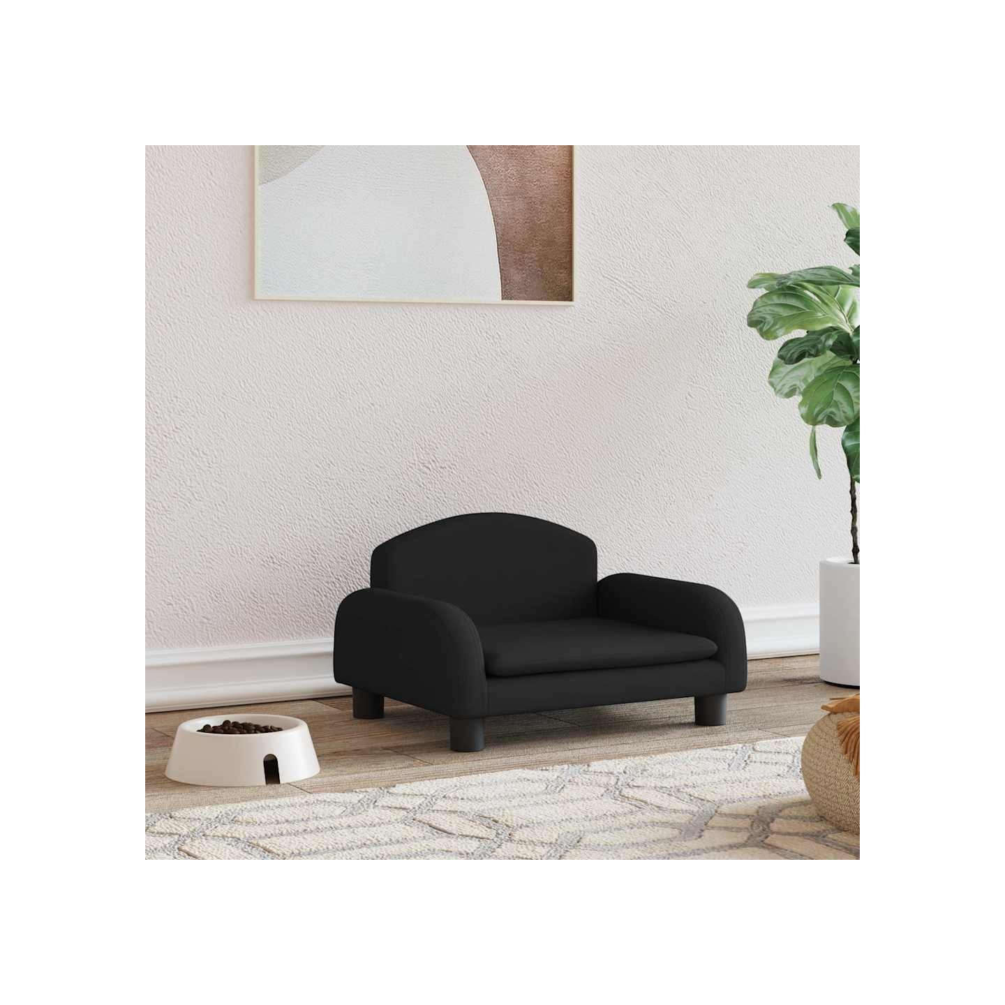 Lit pour chien noir 50x40x30 cm tissu