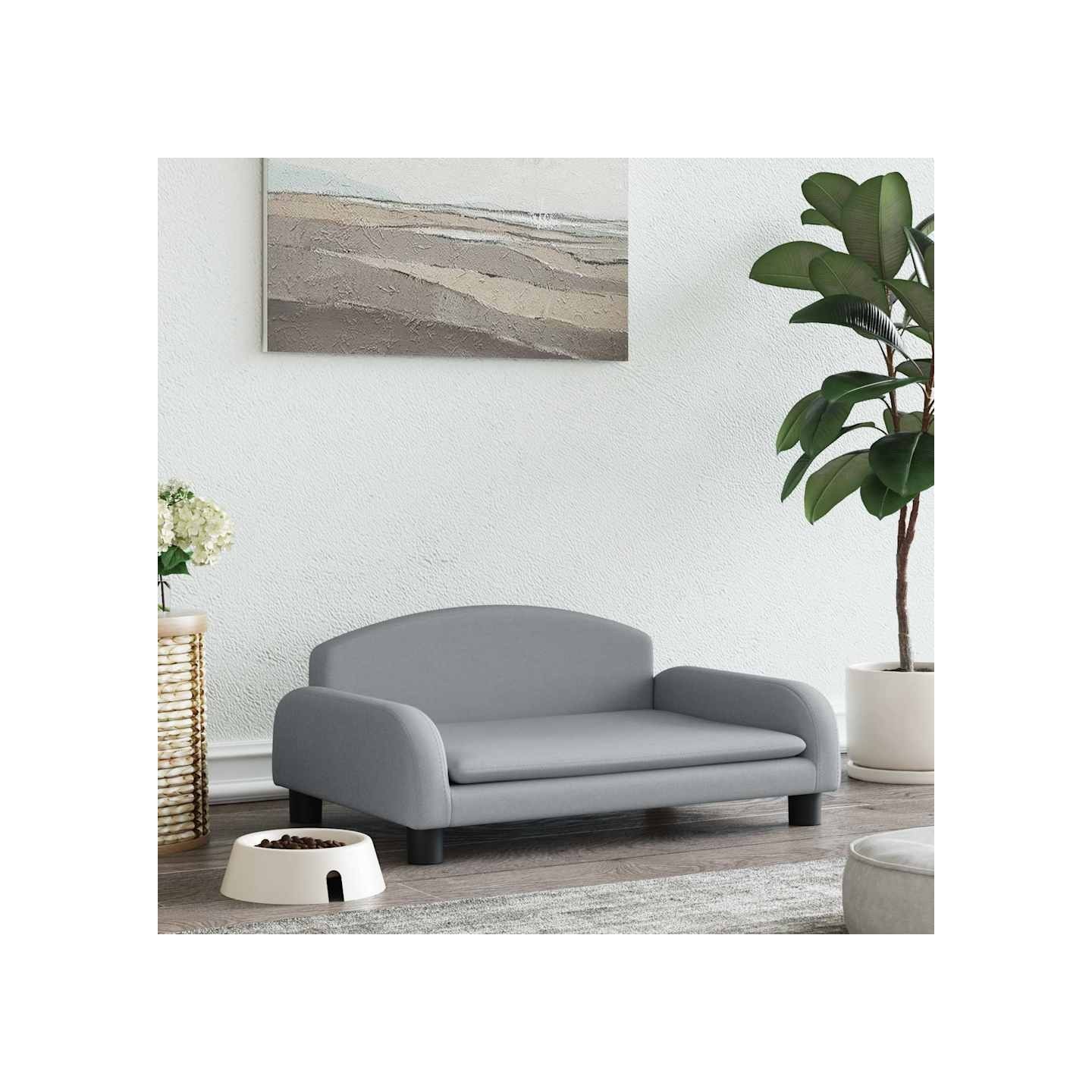 Lit pour chien gris clair 70x45x30 cm tissu