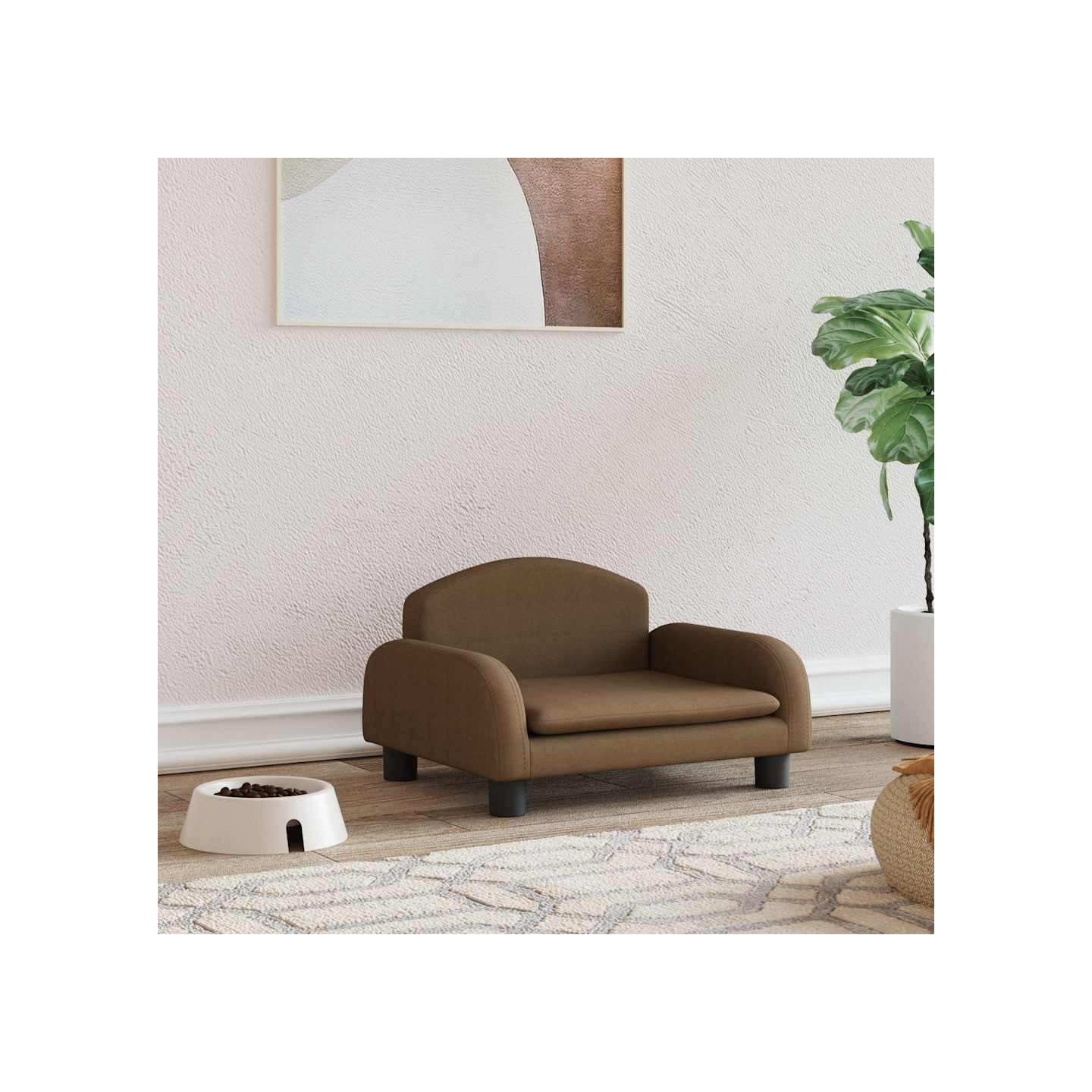 Lit pour chien marron 50x40x30 cm tissu
