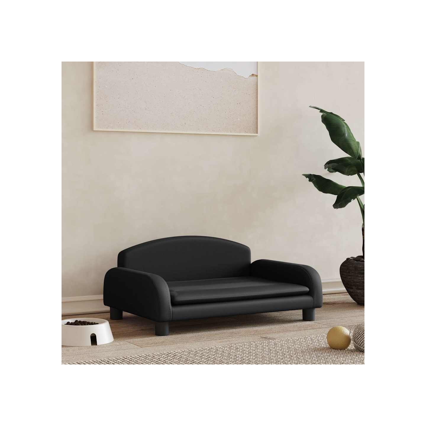 Lit pour chien noir 70x45x30 cm similicuir