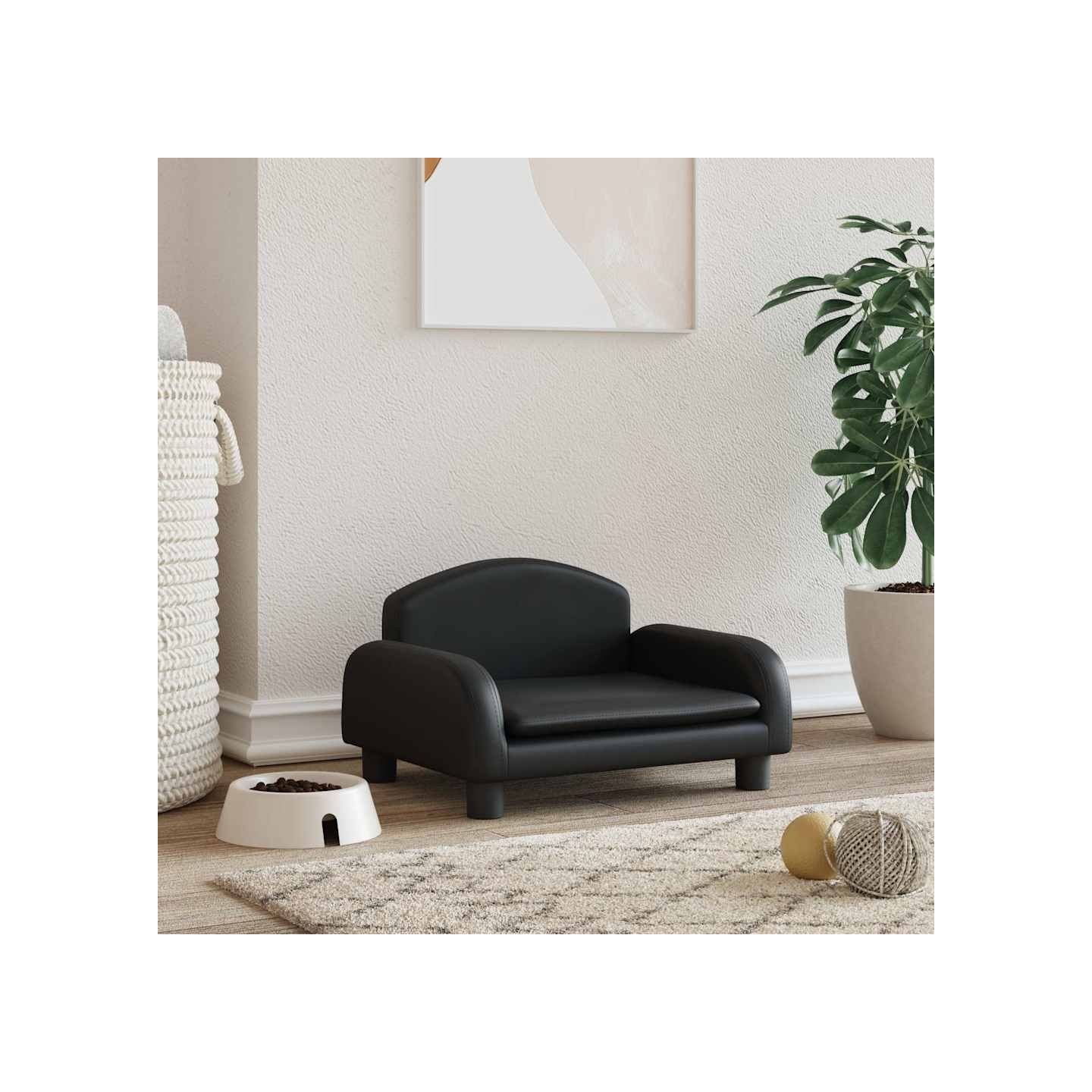 Lit pour chien noir 50x40x30 cm similicuir