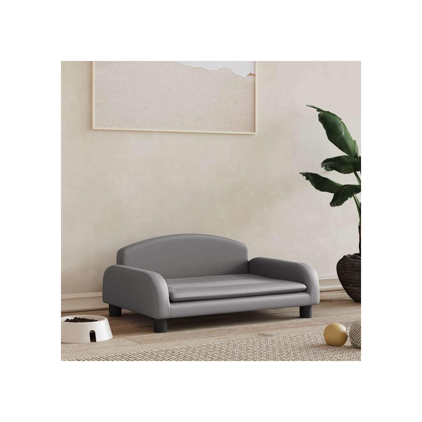 Lit pour chien gris 70x45x30 cm similicuir
