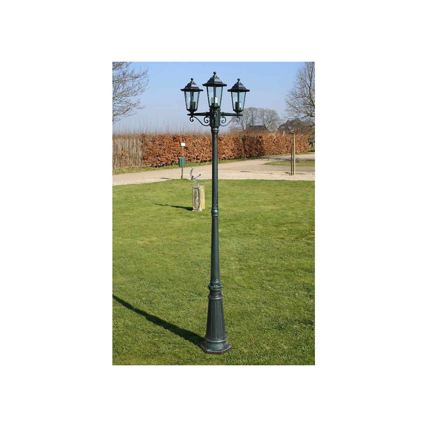 Lampadaire de jardin 3 bras 215 cm Vert foncé/Noir Aluminium
