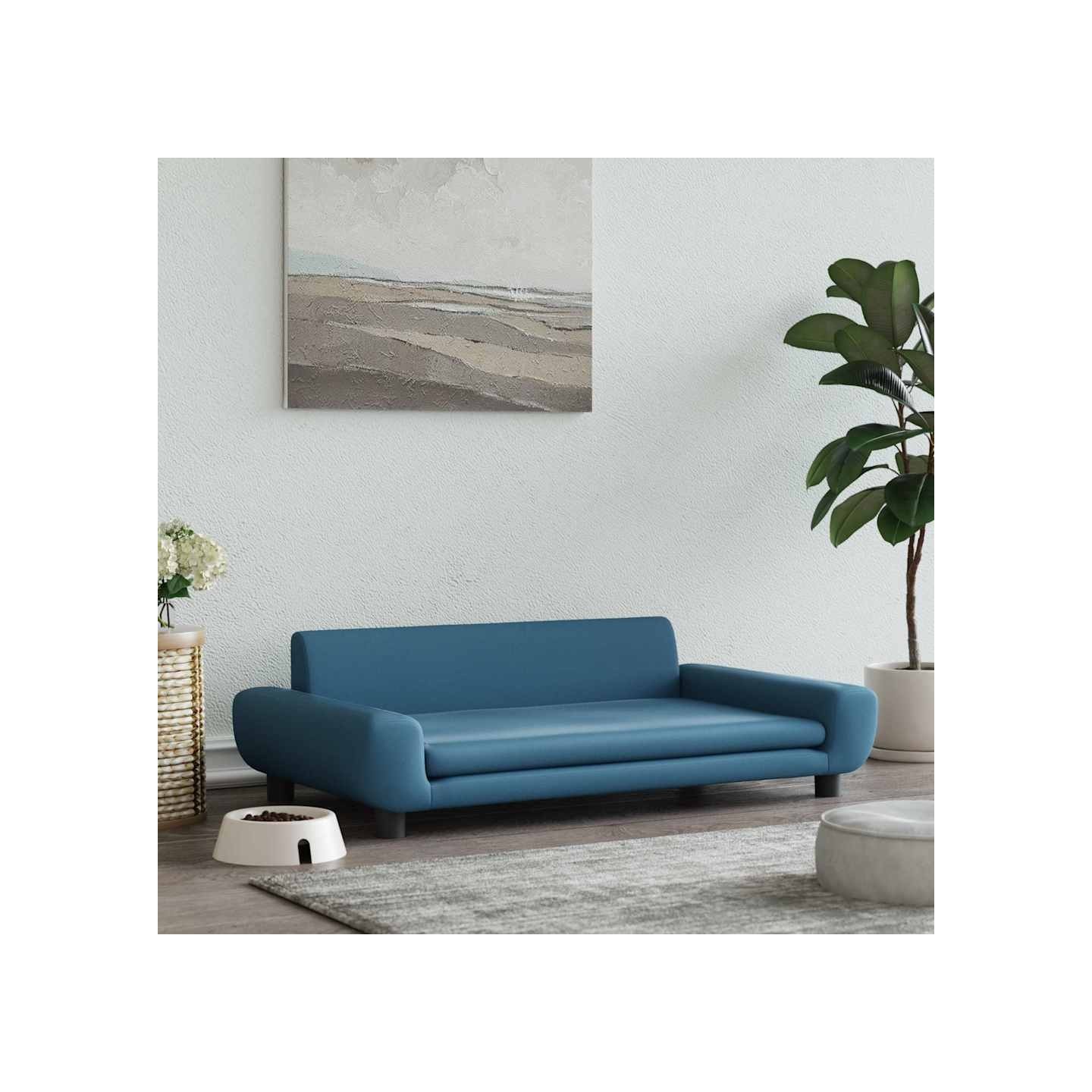 Lit pour chien bleu 100x54x33 cm velours