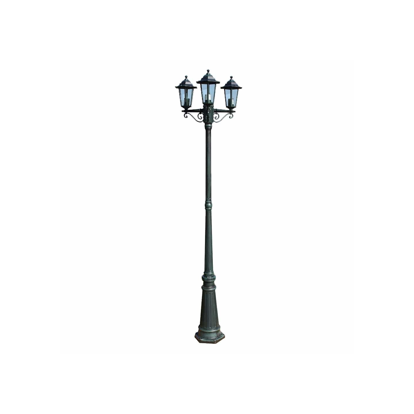 Lampadaire de jardin 3 bras 215 cm Vert foncé/Noir Aluminium