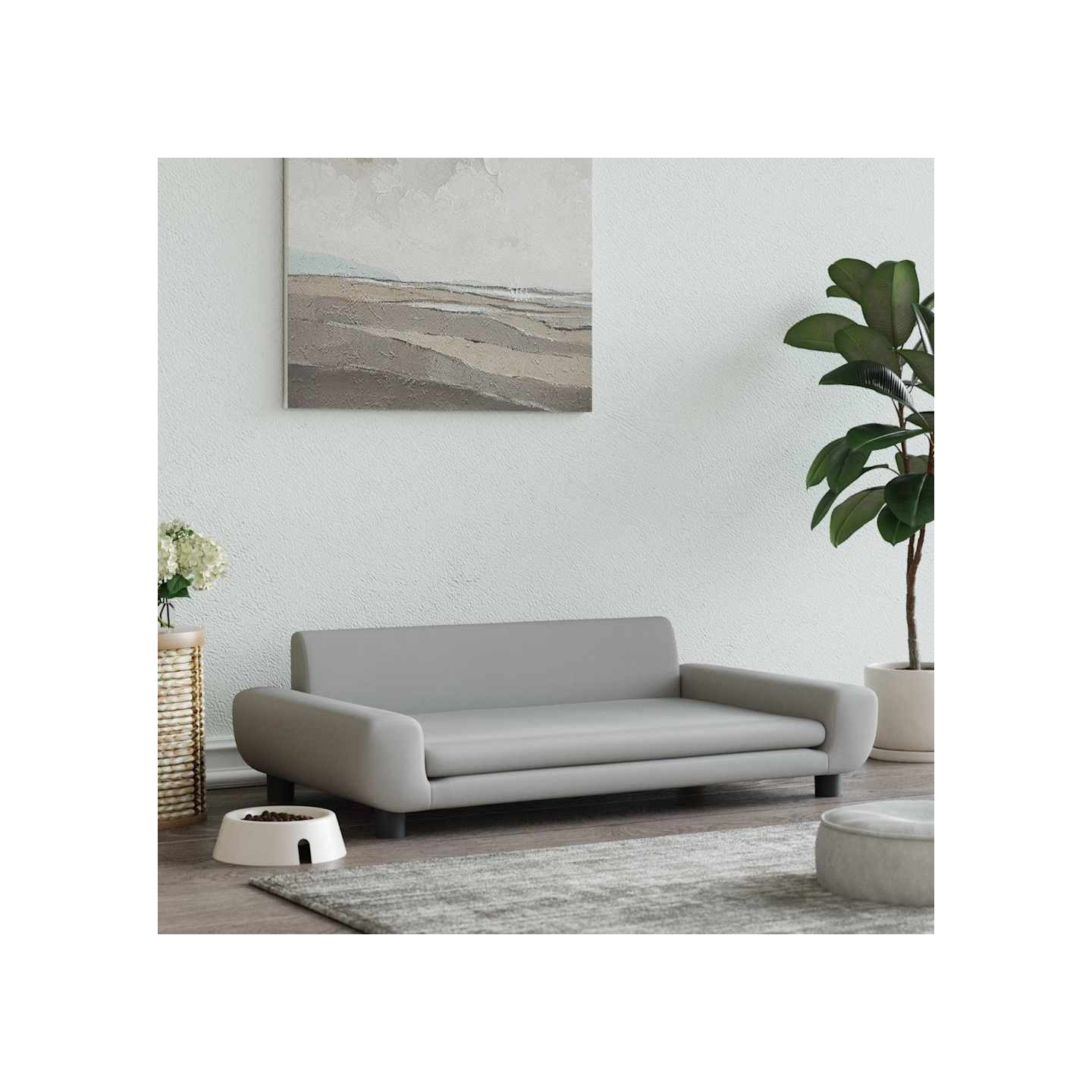 Lit pour chien gris clair 100x54x33 cm velours