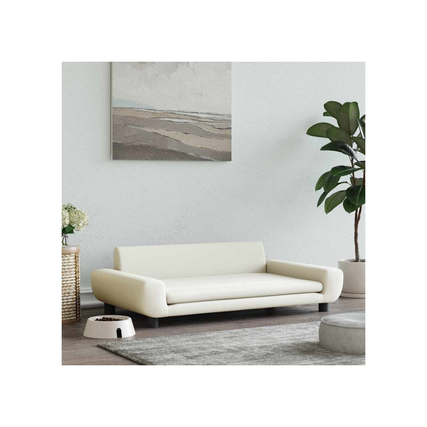Lit pour chien crème 100x54x33 cm velours