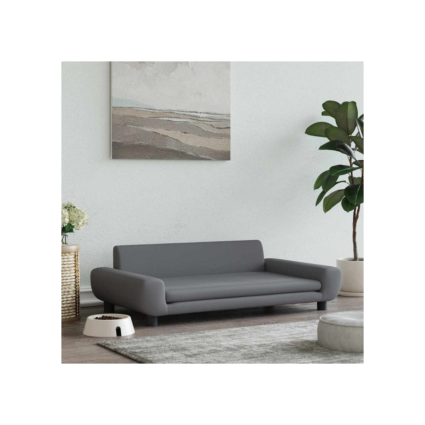 Lit pour chien gris foncé 100x54x33 cm velours