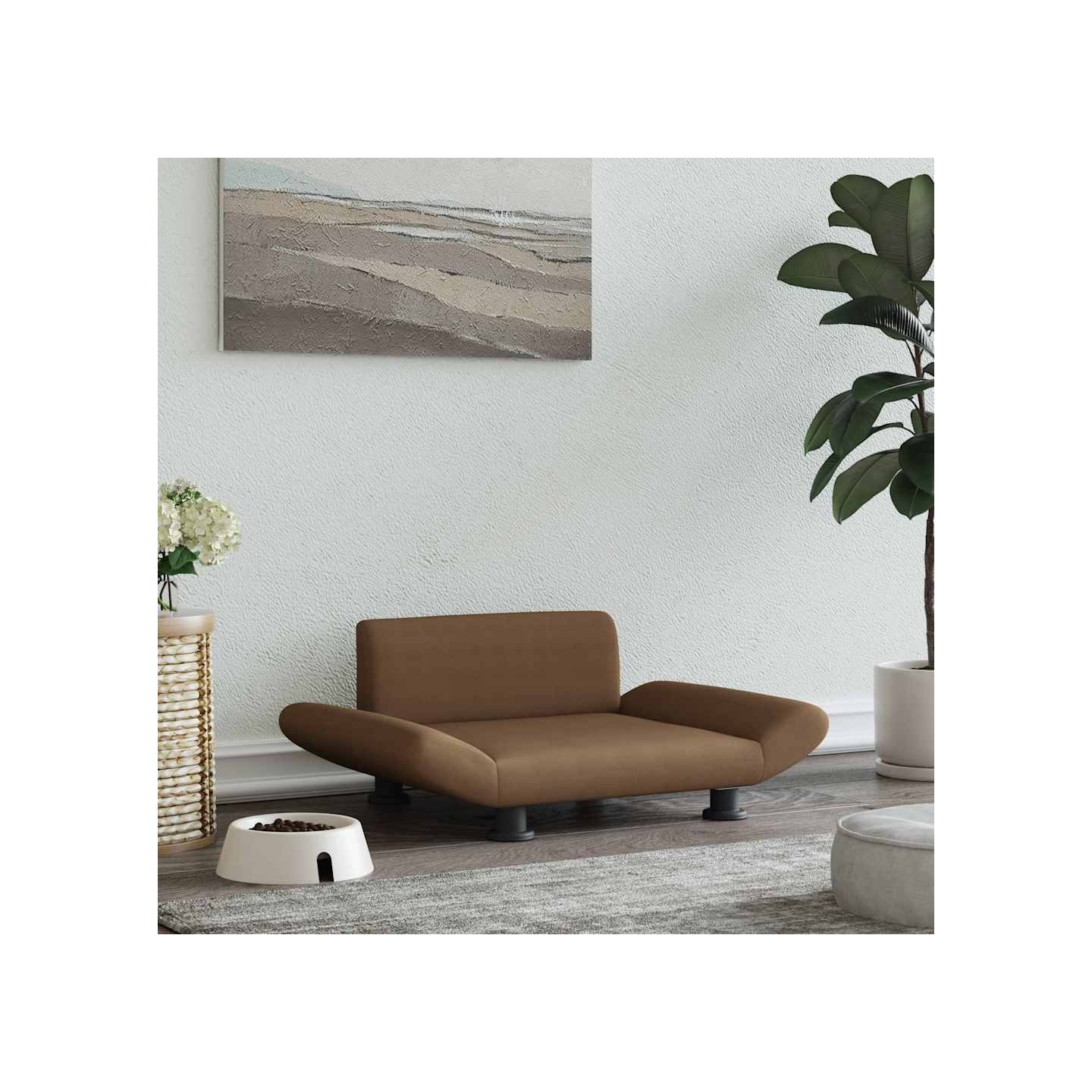 Lit pour chien marron 70x45x28 cm tissu