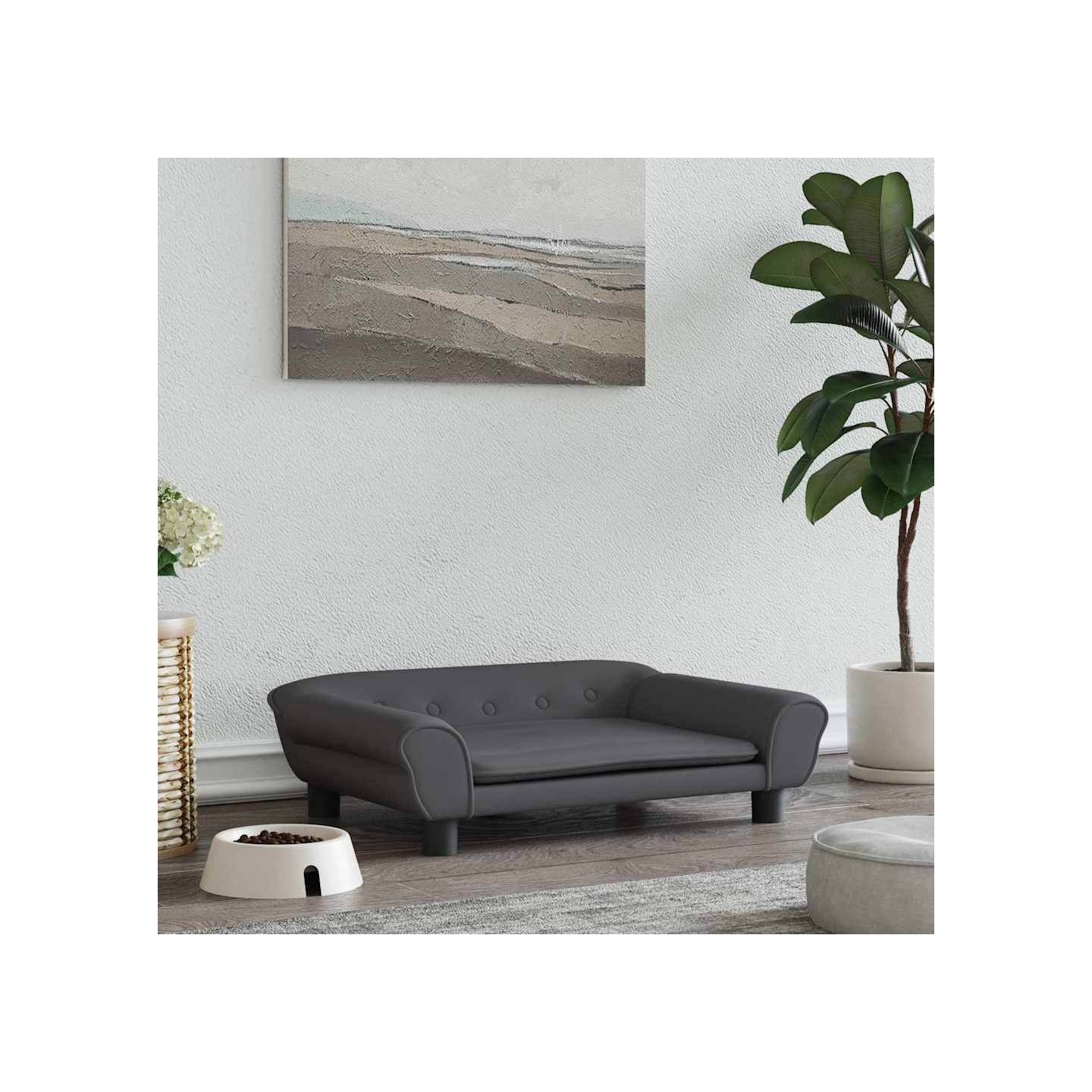 Lit pour chien gris foncé 70x48x22 cm velours