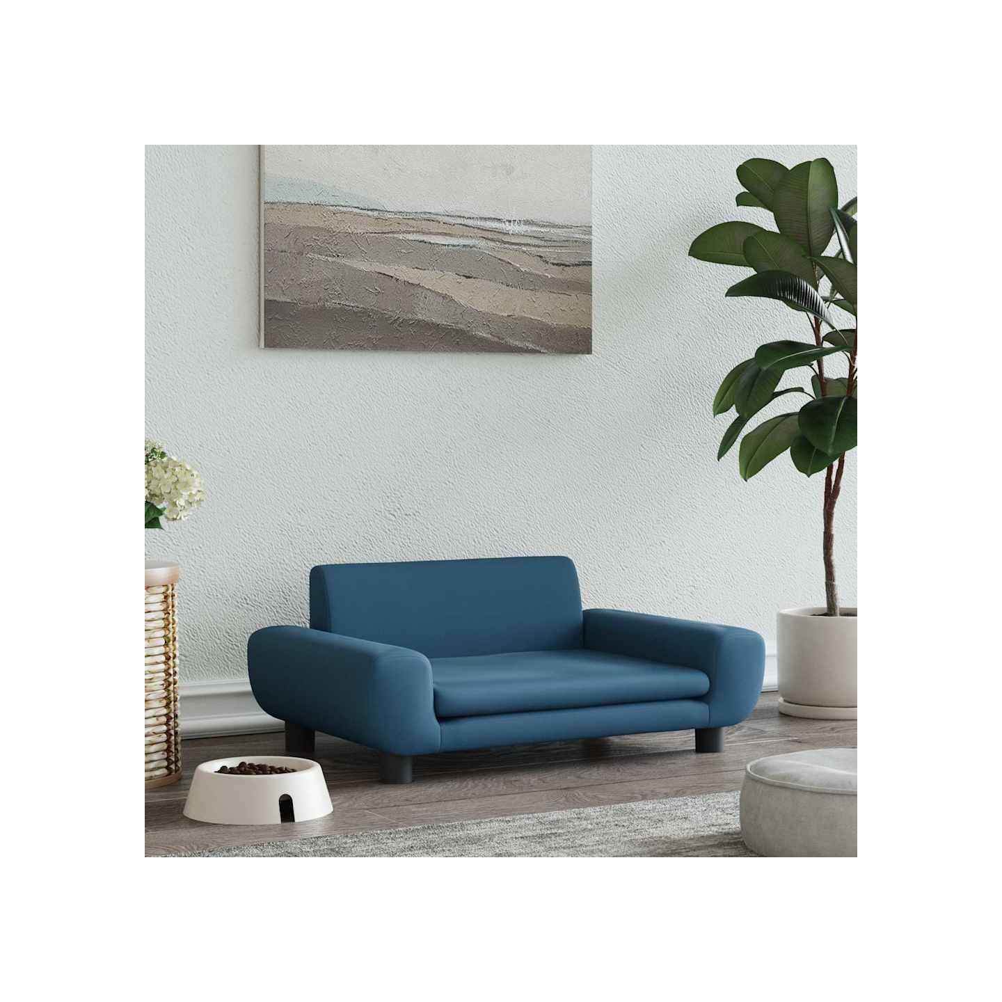 Lit pour chien bleu 70x45x33 cm velours