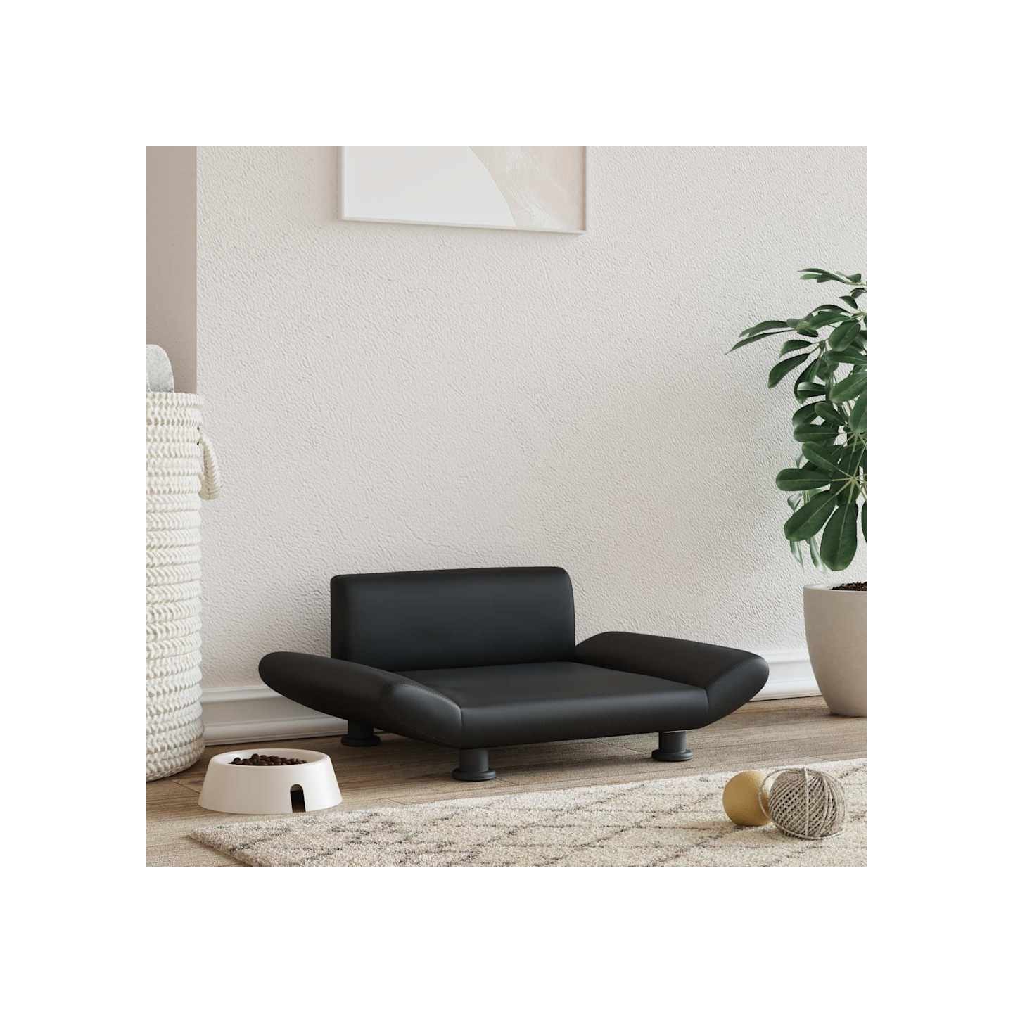 Lit pour chien noir 70x45x28 cm similicuir