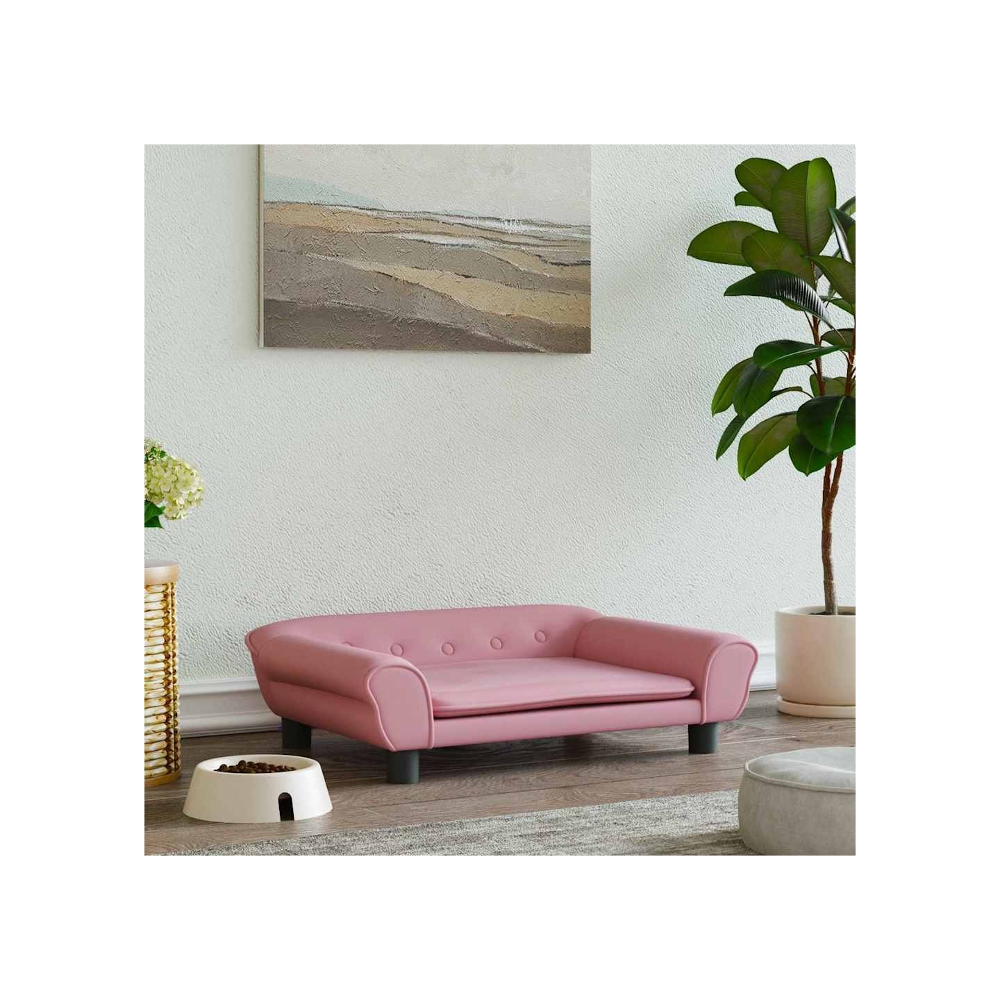 Lit pour chien rose 70x48x22 cm velours