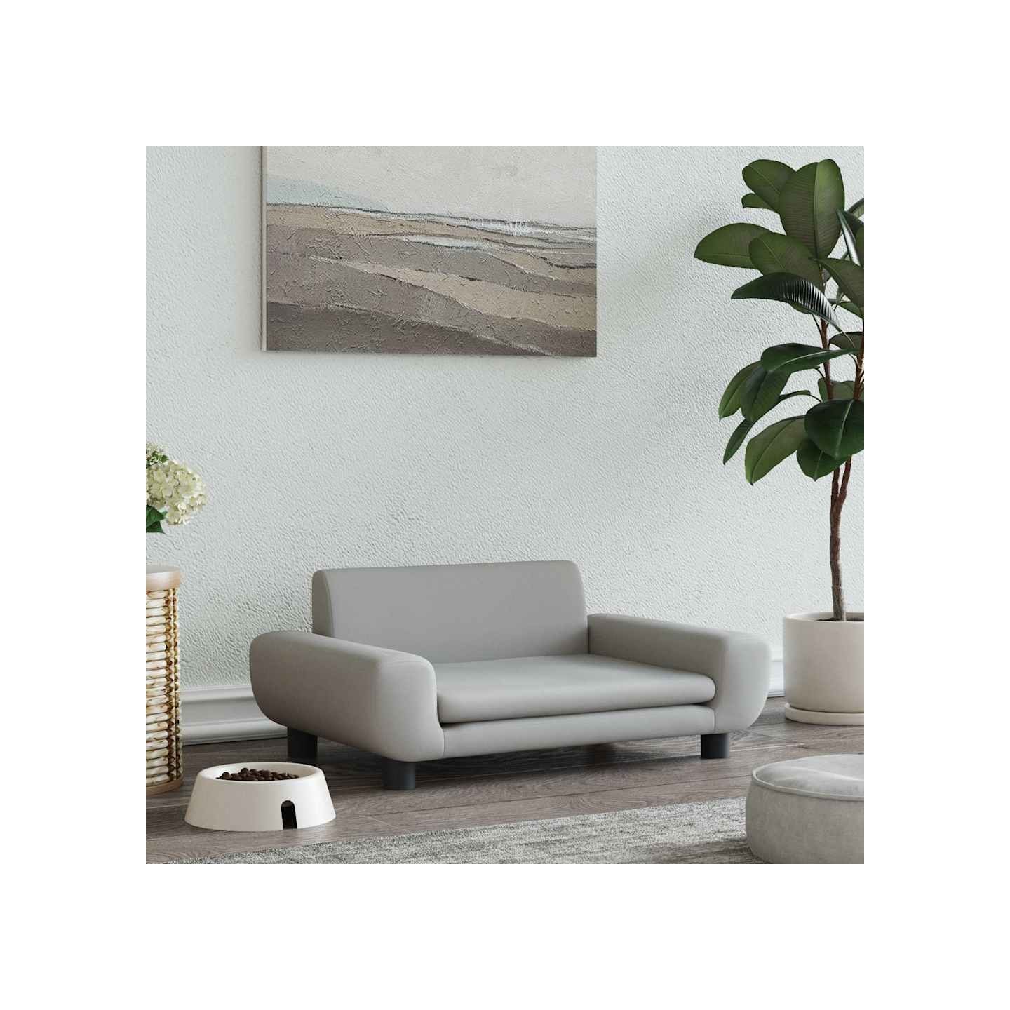 Lit pour chien gris clair 70x45x33 cm velours