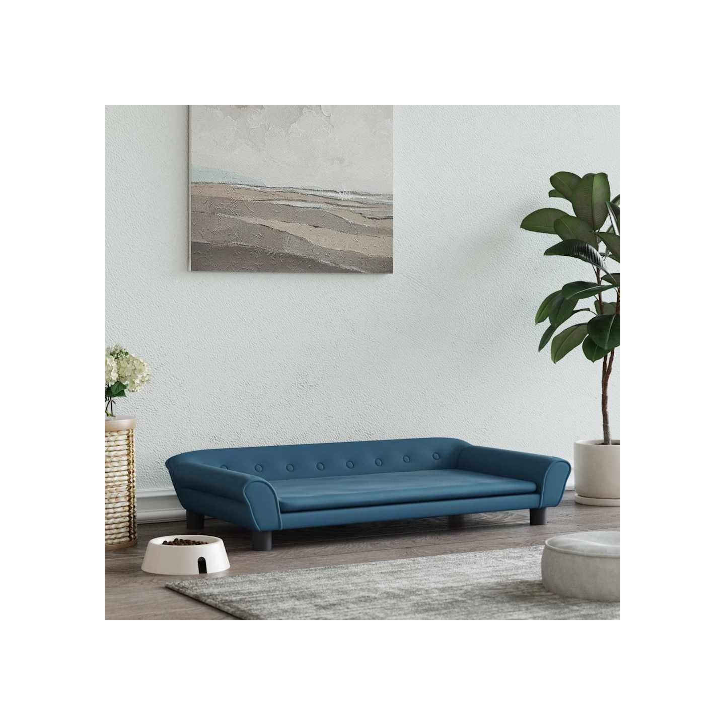 Lit pour chien bleu 100x50x21 cm velours