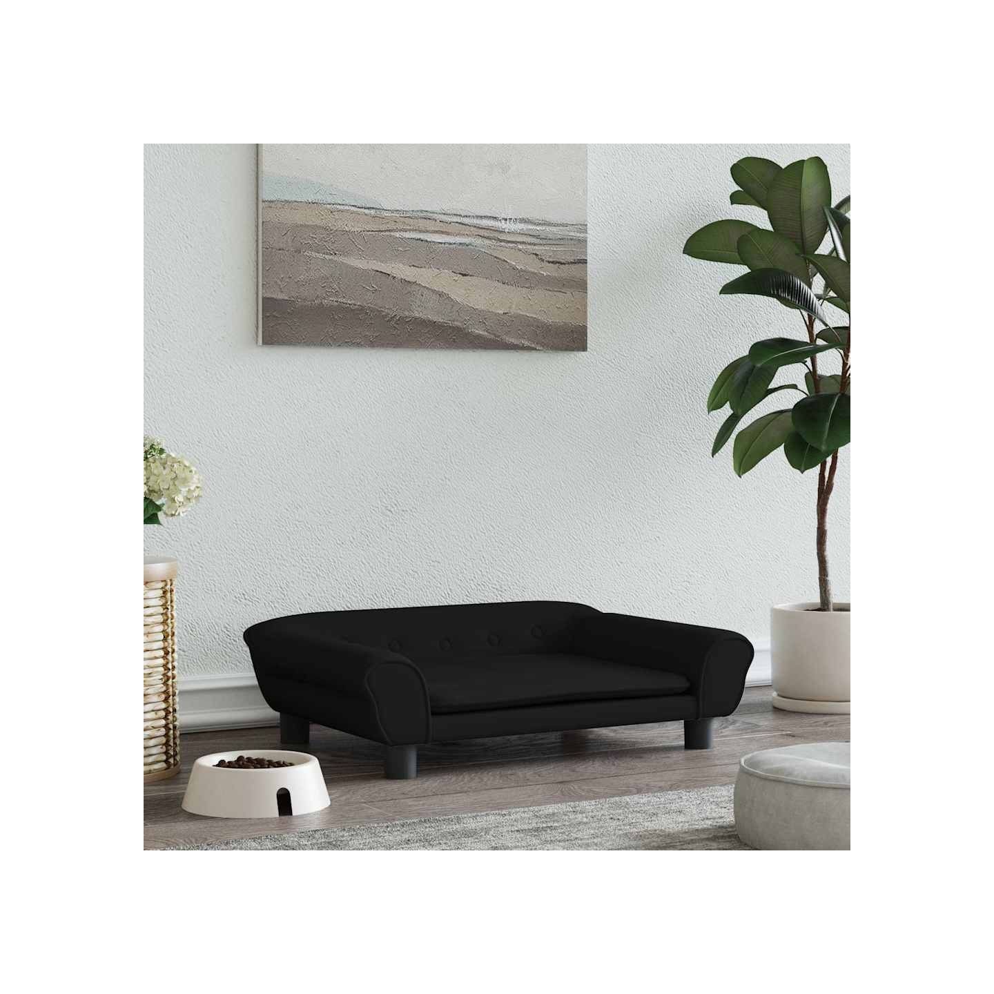 Lit pour chien noir 70x48x22 cm velours