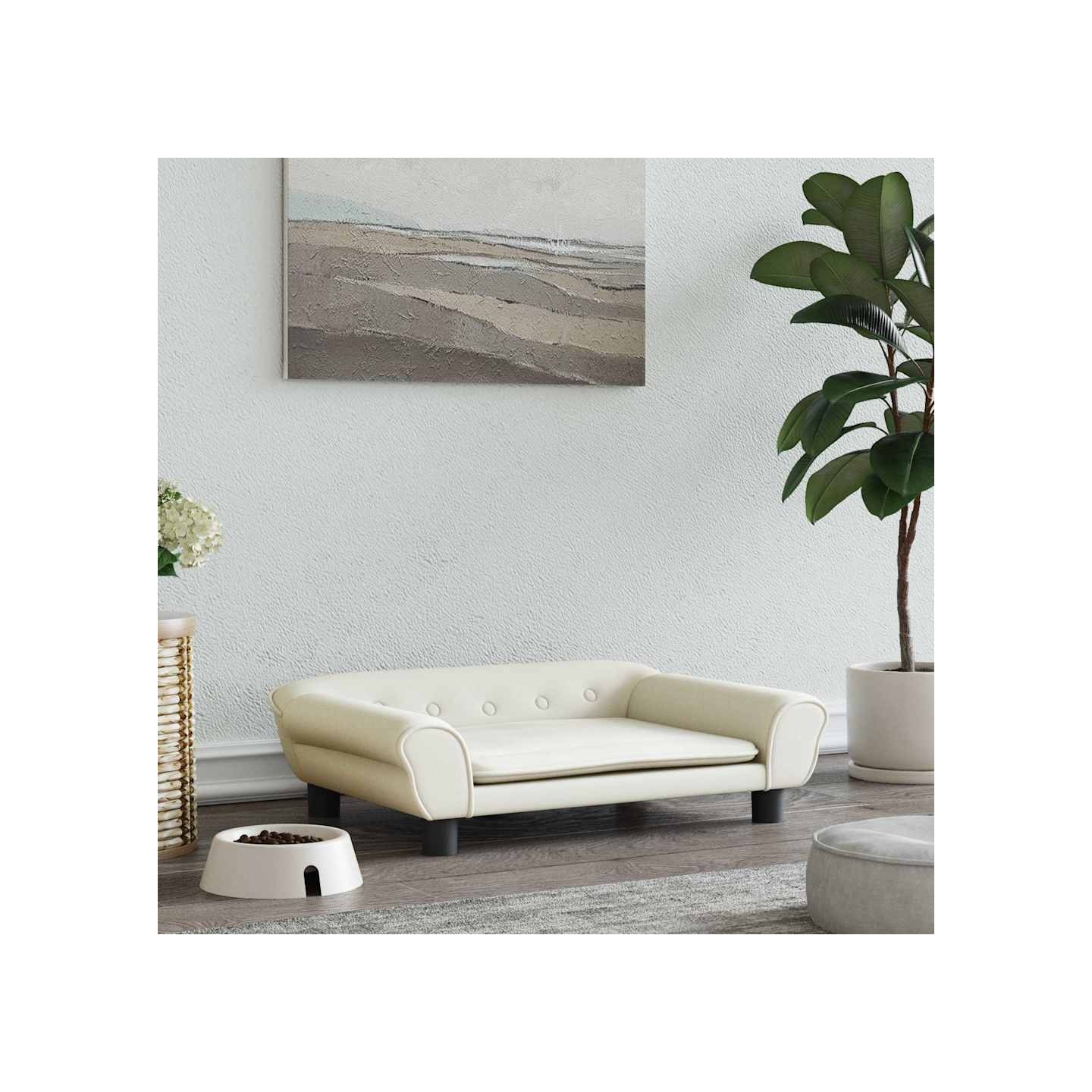 Lit pour chien crème 70x48x22 cm velours