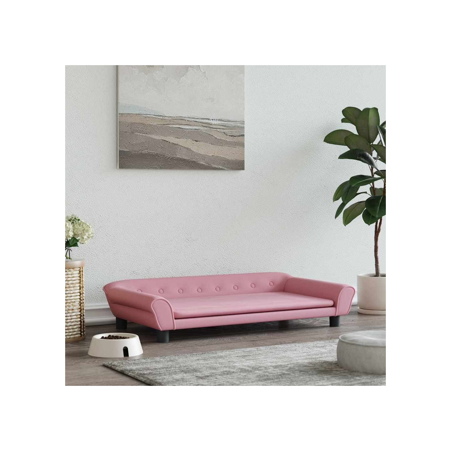 Lit pour chien rose 100x50x21 cm velours
