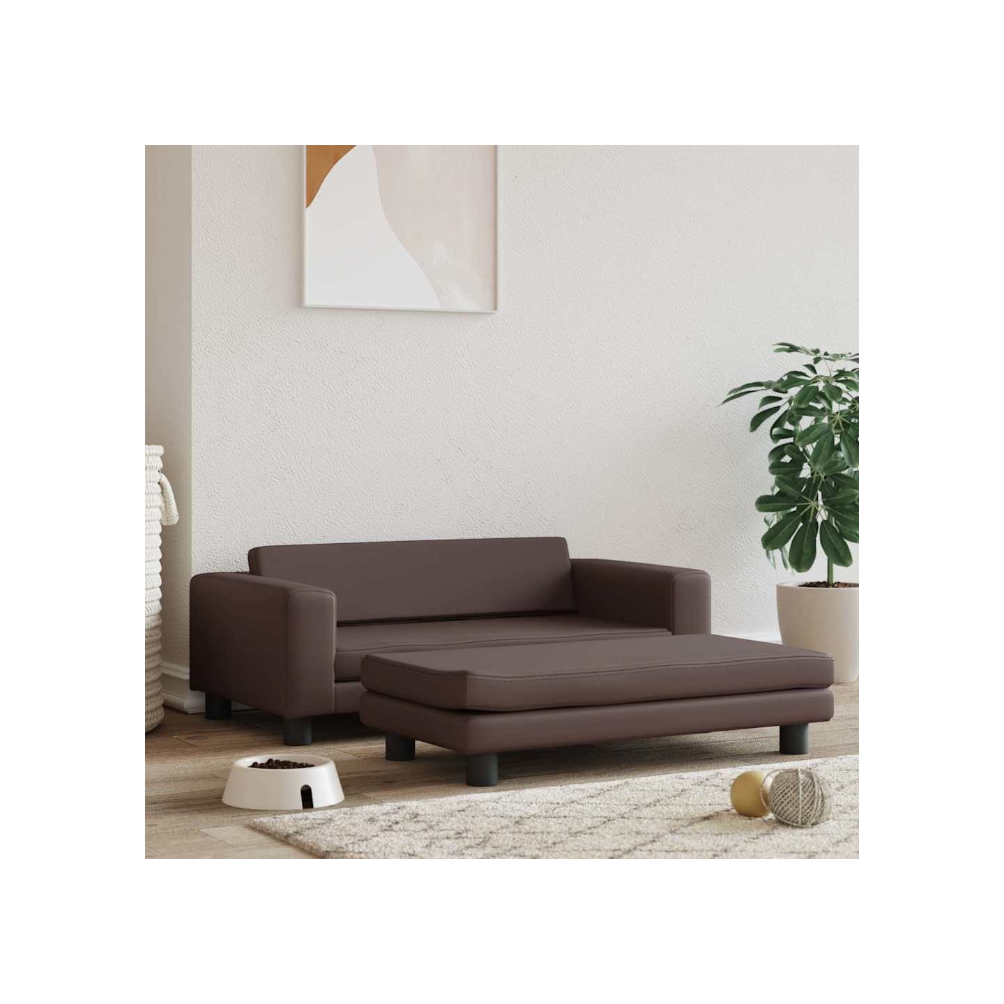 Lit pour chien avec extension marron 100x50x30 cm similicuir