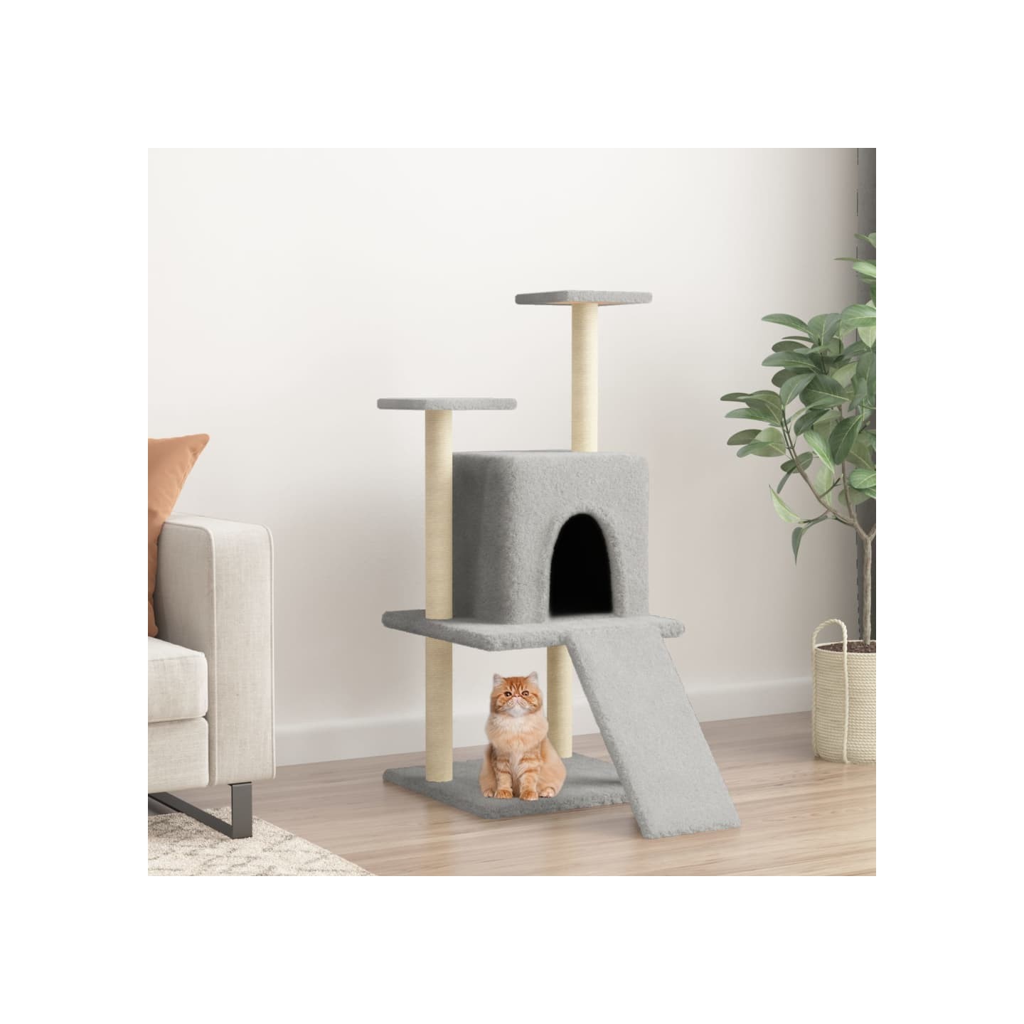Arbre à chat avec griffoirs en sisal gris clair 110 cm