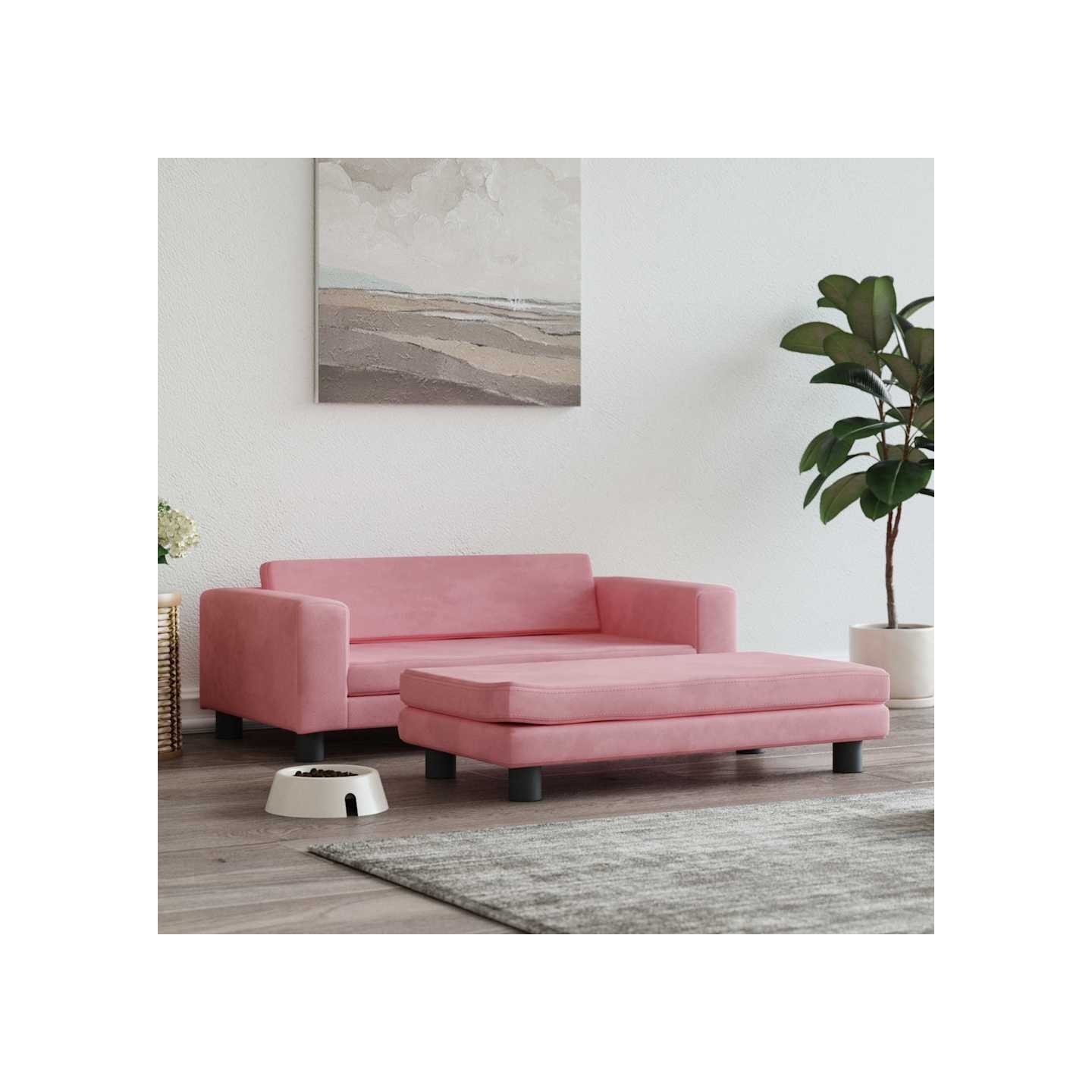 Lit pour chien avec extension rose 100x50x30 cm velours